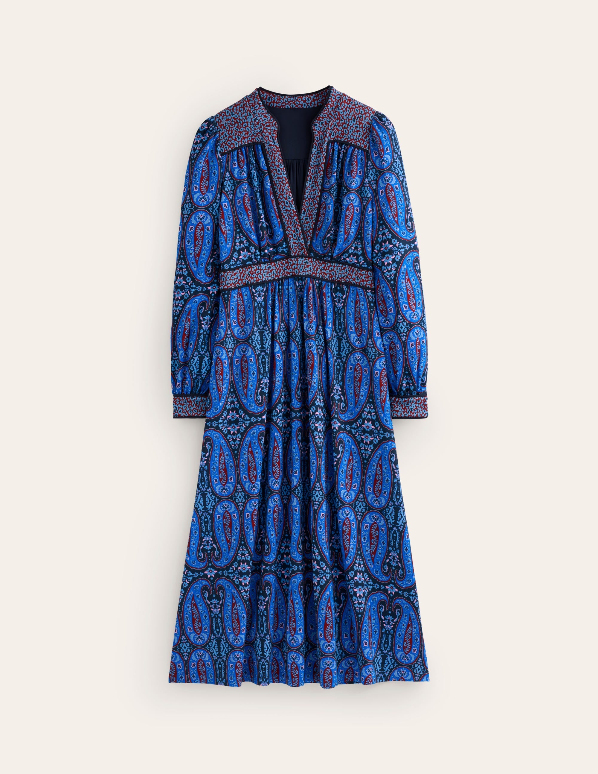 Hotched Ponte Dress-Blue, Paisley Bud - Image 6