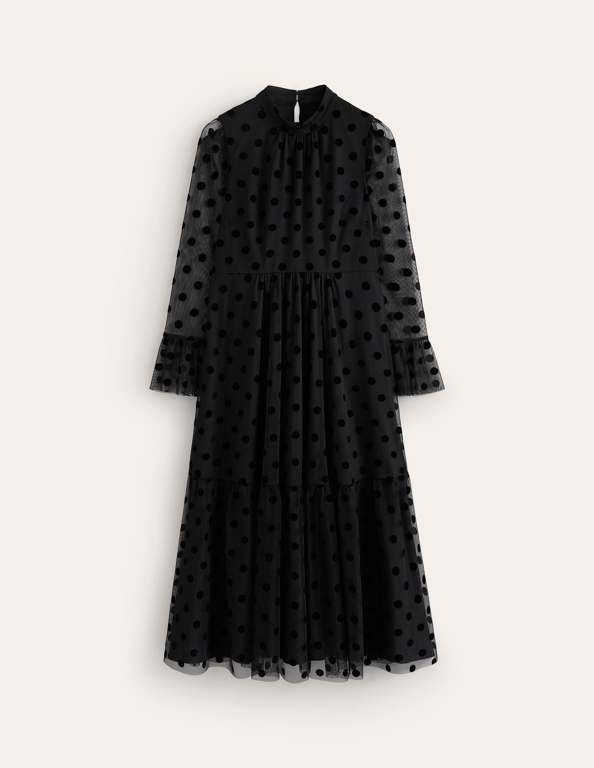 High Neck Tulle Tea Dress-Black Spot-7