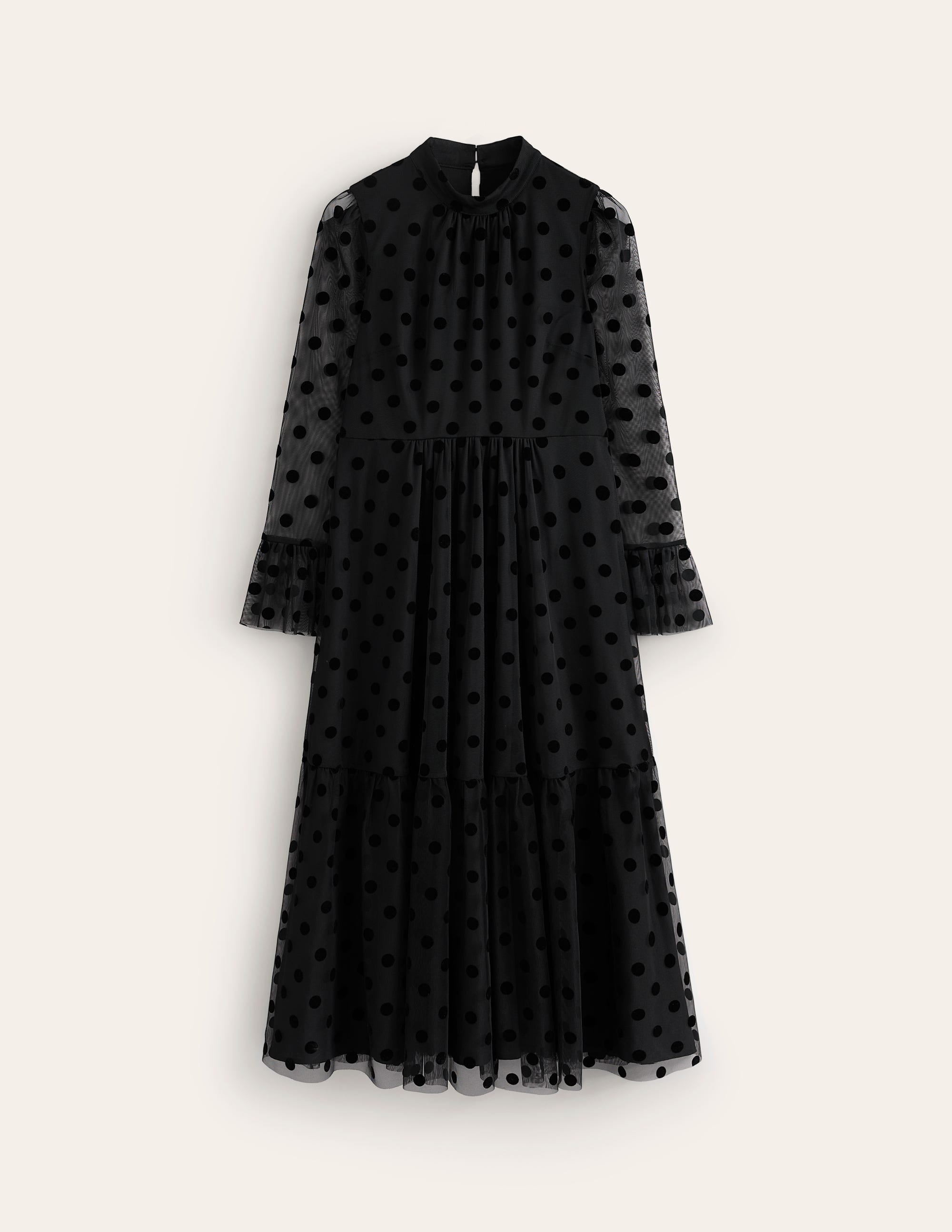 High Neck Tulle Tea Dress-Black Spot - Image 7