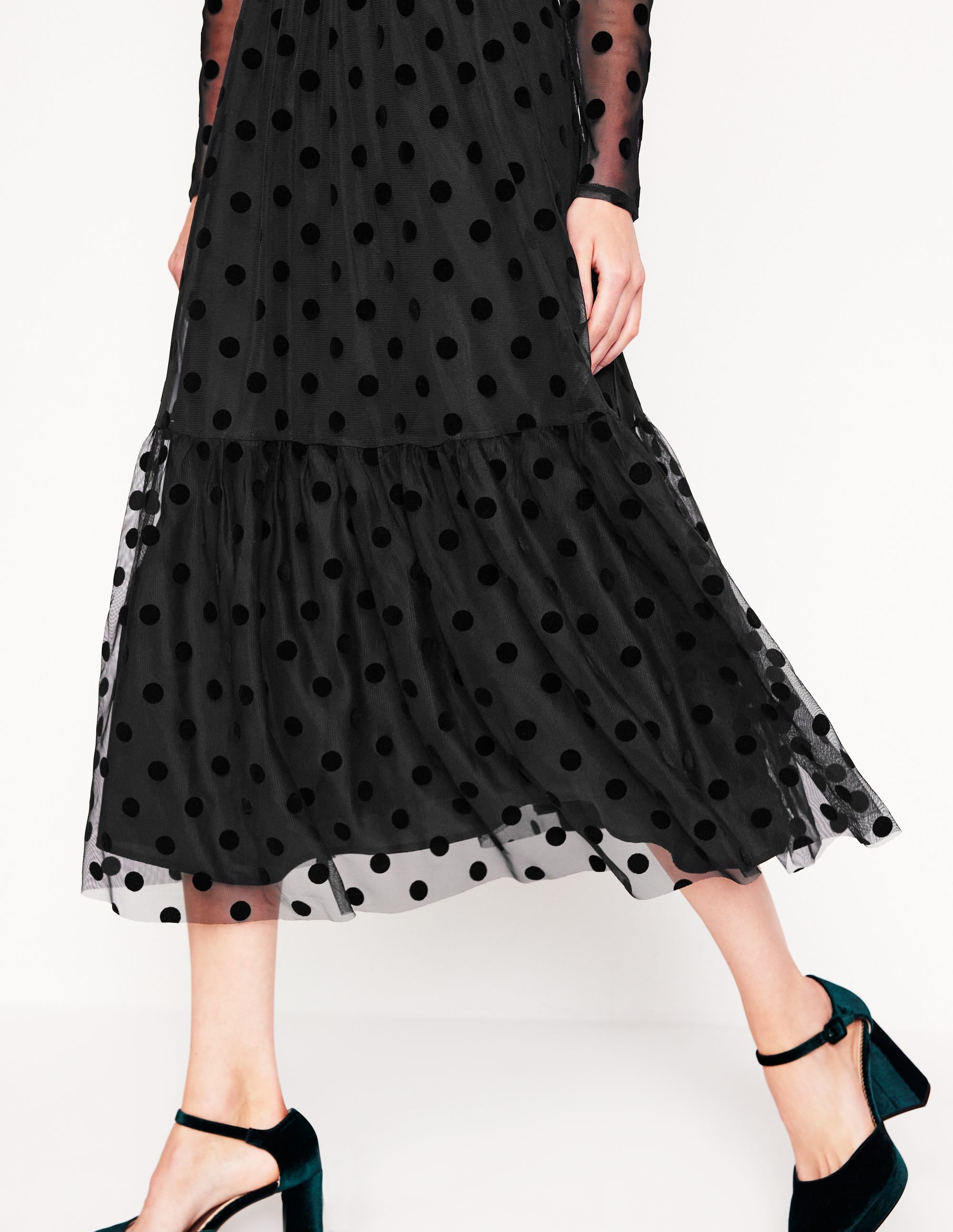 High Neck Tulle Tea Dress-Black Spot - Image 5