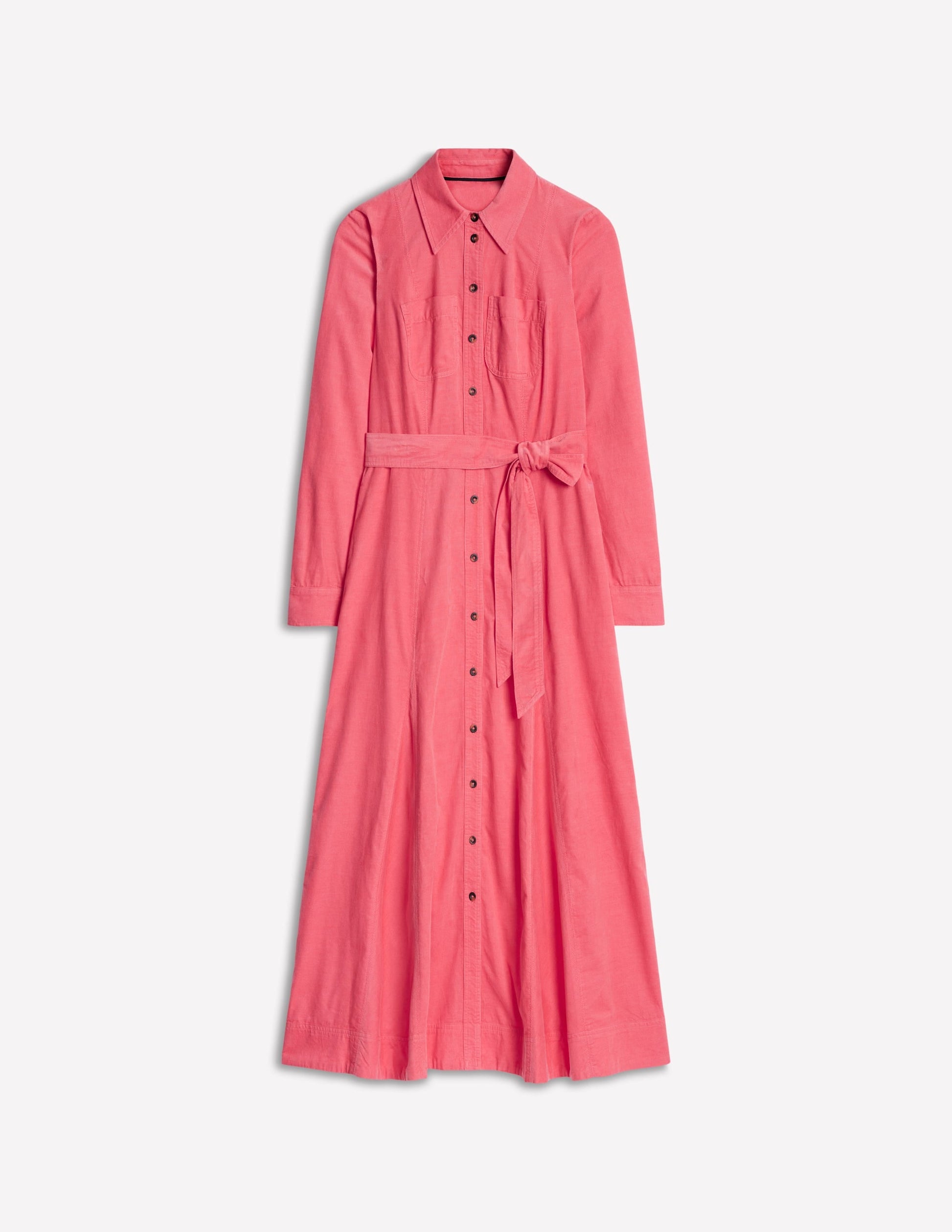 Tess Cord Midi Shirt Dress-Azalea Pink-5