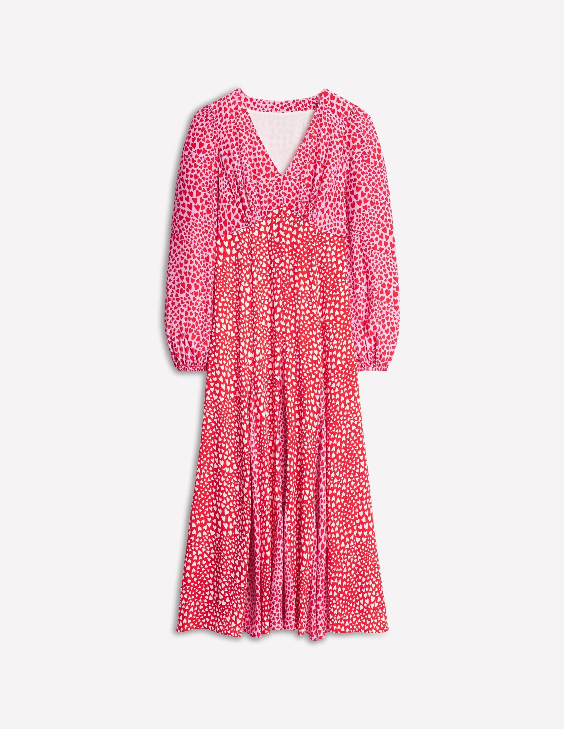 Lisa Long Sleeve Tea Dress-Pink, Heart Cluster-5
