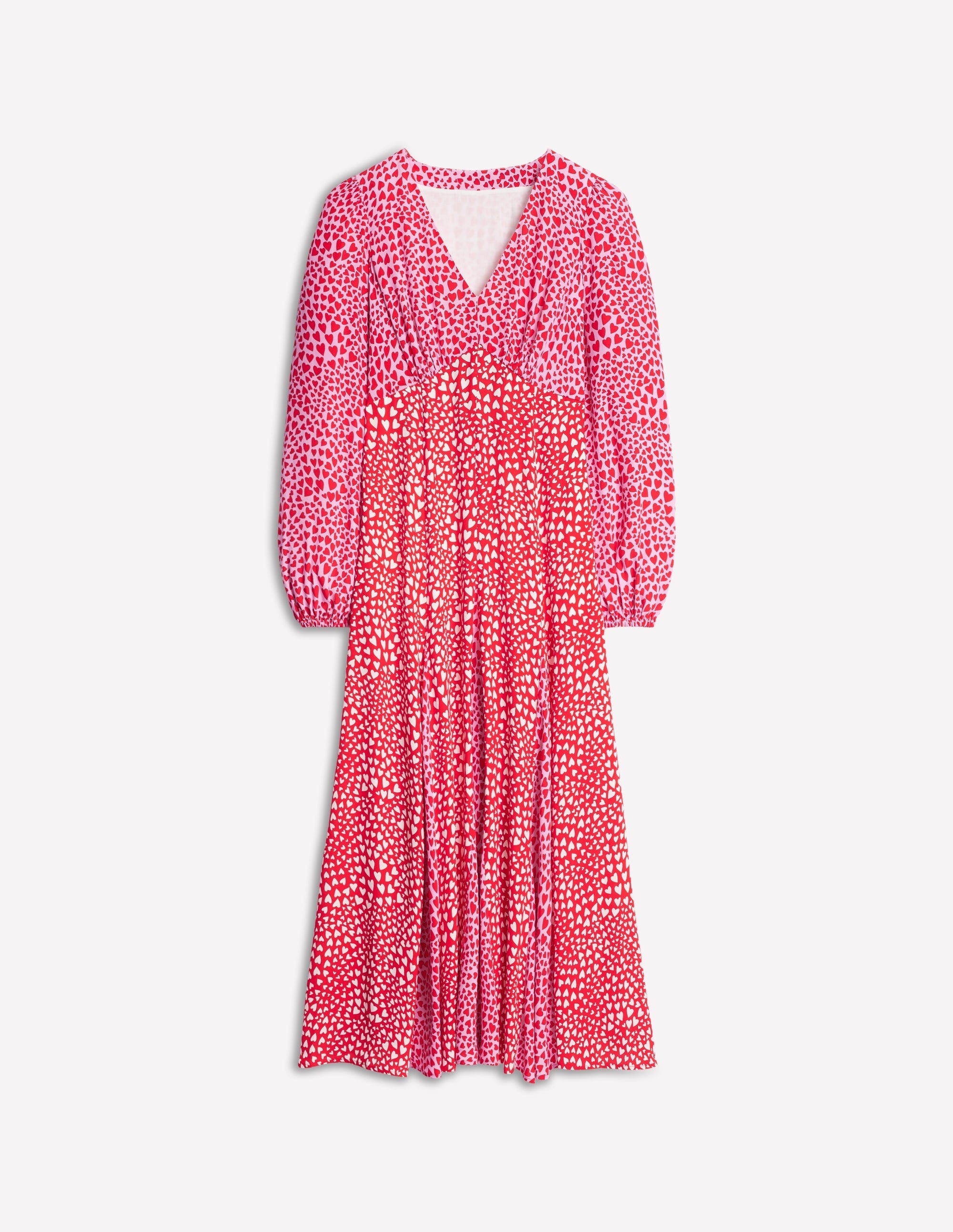 Lisa Long Sleeve Tea Dress-Pink, Heart Cluster - Image 5