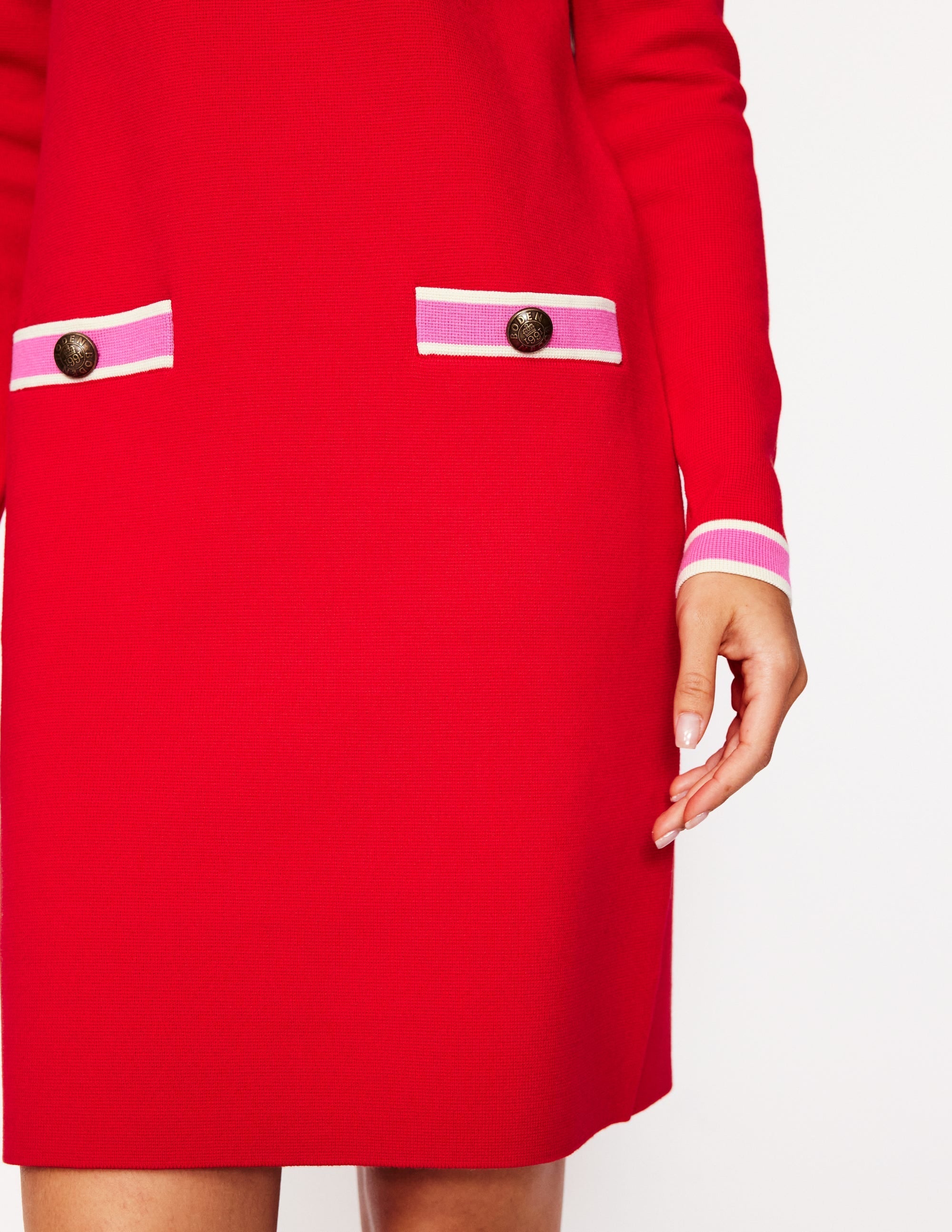 Holly Knitted Shift Dress-Poppy Red - Image 2