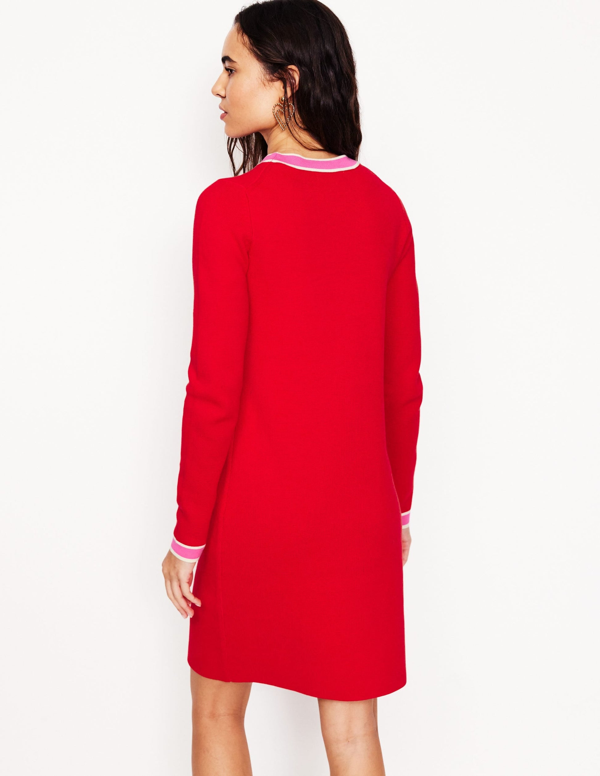 Holly Knitted Shift Dress-Poppy Red-3