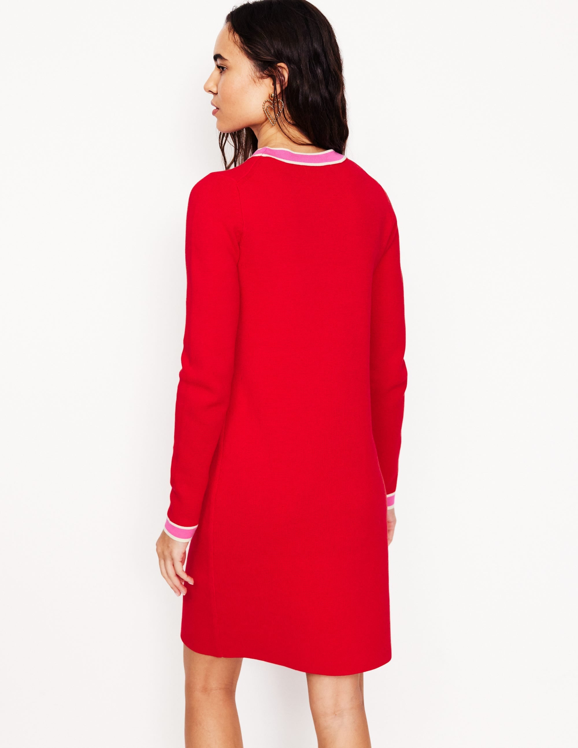 Holly Knitted Shift Dress-Poppy Red - Image 3