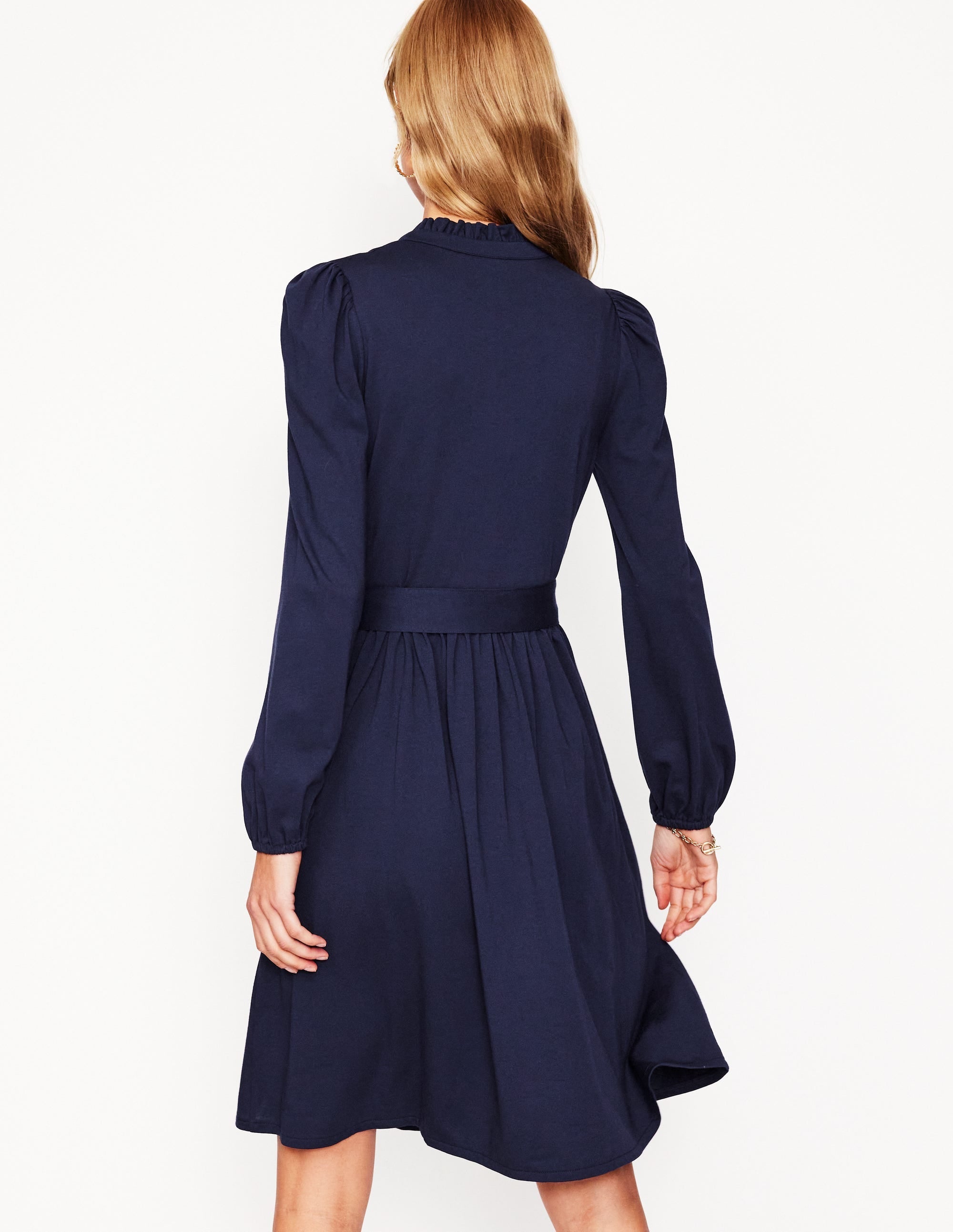 Willow Frill Short Shirt Dress-Navy - Image 3