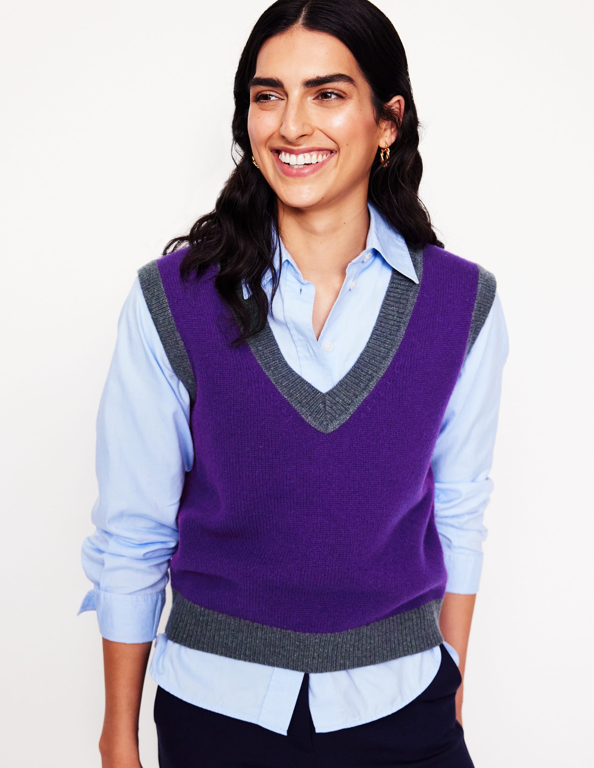 Olivia Merino Tank-Ameythyst Purple, Colourblock - Image 1