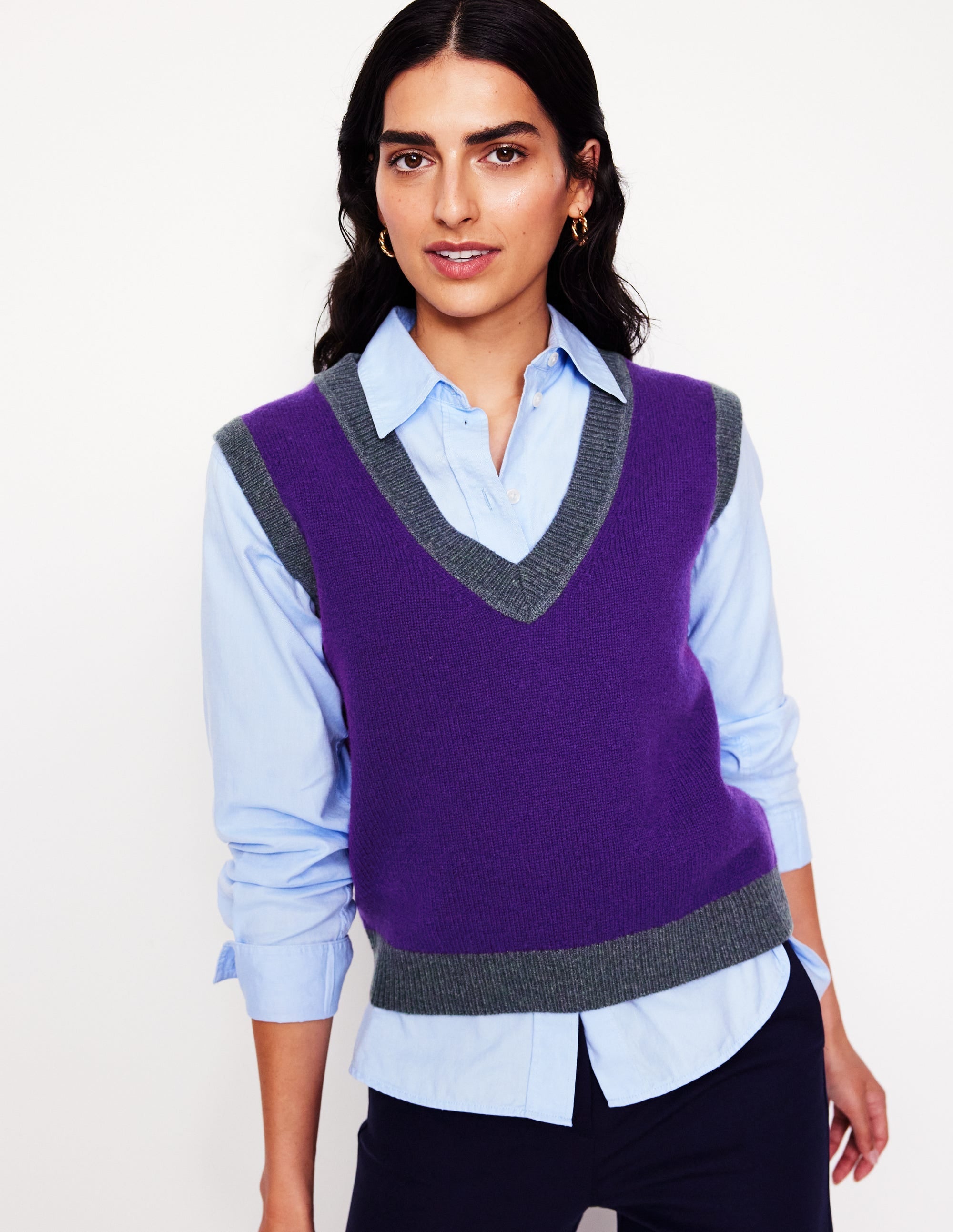 Olivia Merino Tank-Ameythyst Purple, Colourblock - Image 4