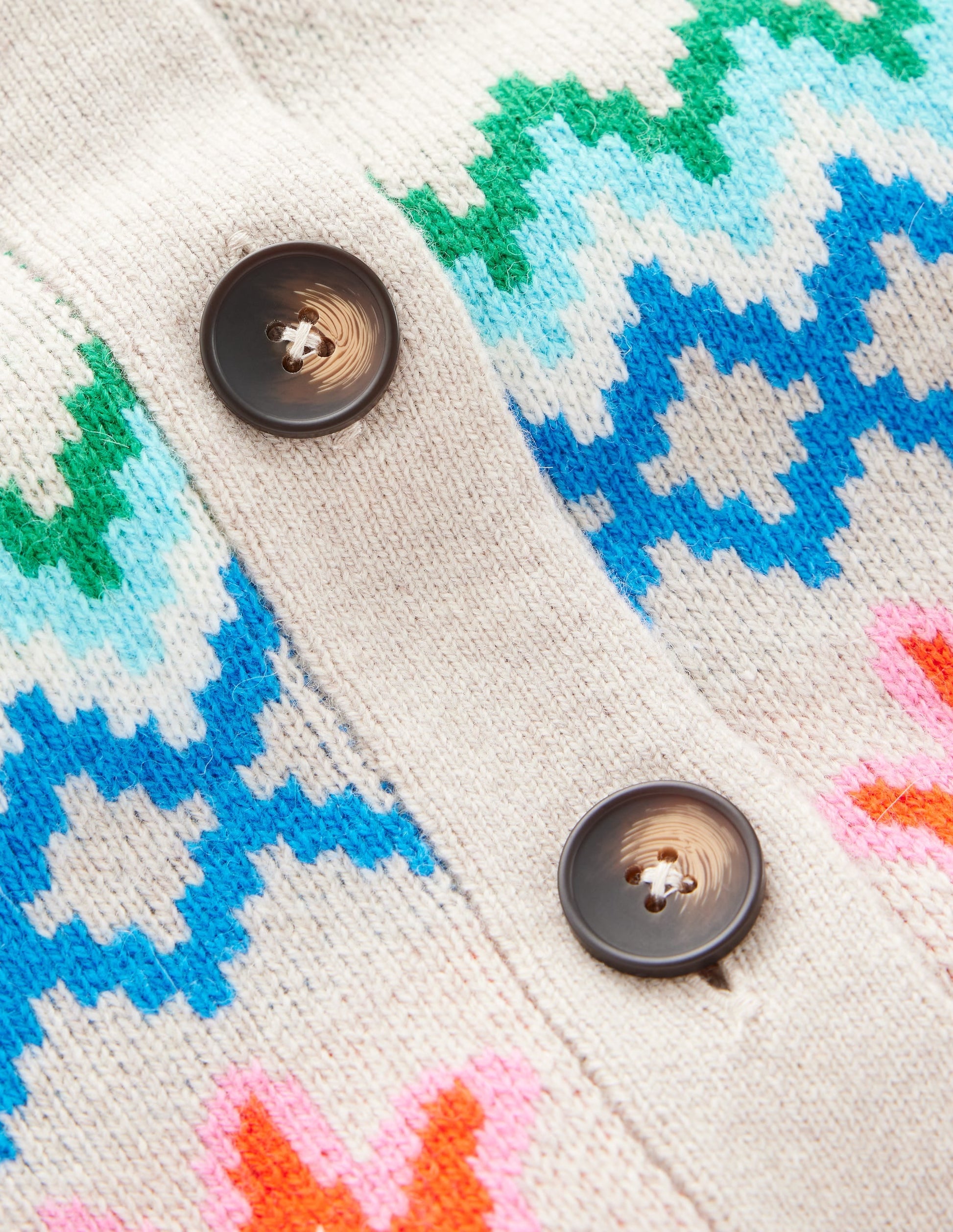 Fair Isle Boyfriend Cardigan-Oatmeal Melange, Birds-7