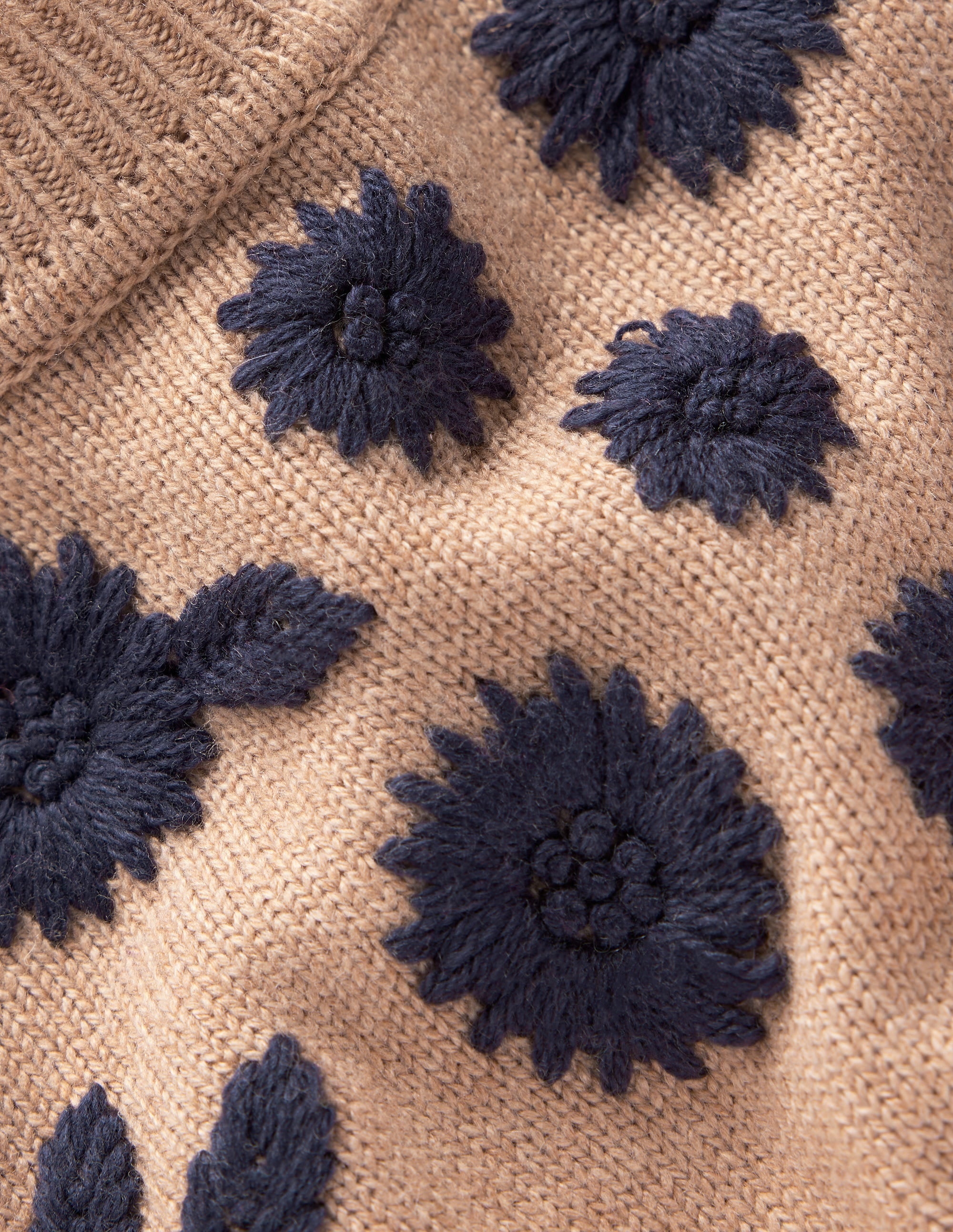 Embroidered Floral Jumper-Camel Melange - Image 6