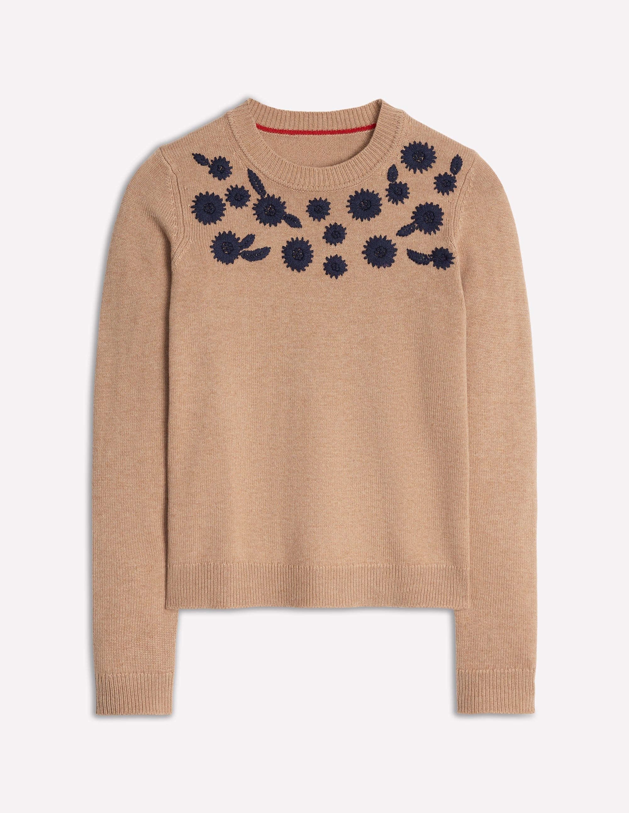 Embroidered Floral Jumper-Camel Melange - Image 5
