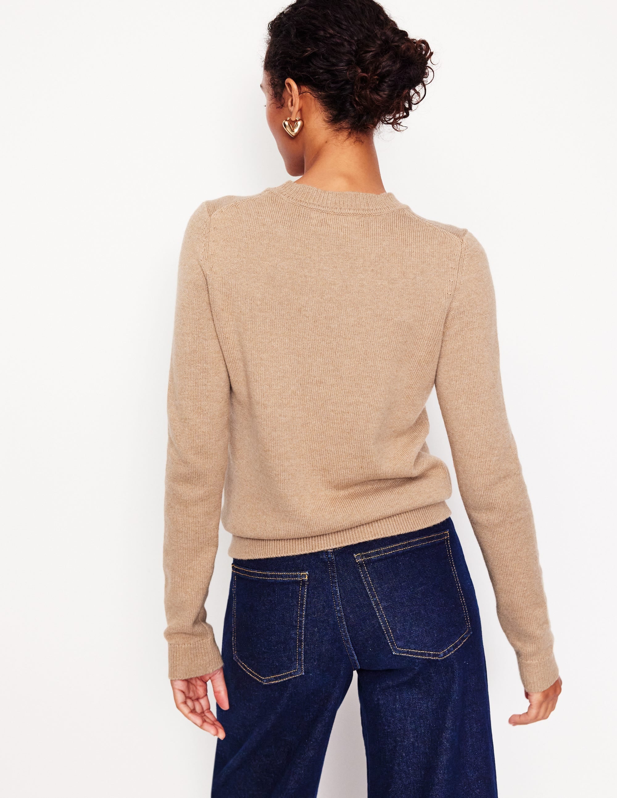 Embroidered Floral Jumper-Camel Melange - Image 3