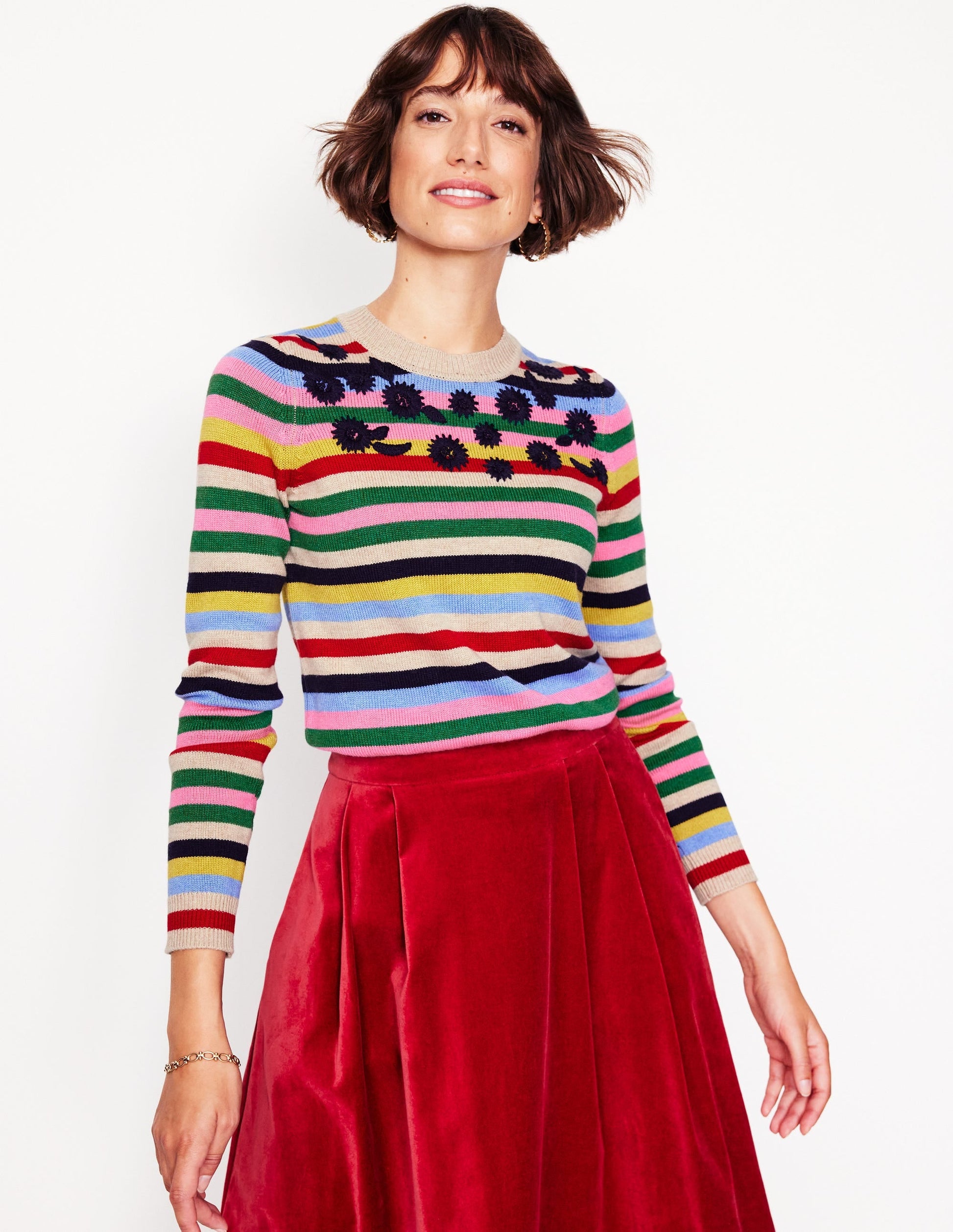 Embroidered Floral Jumper-Multi, Rainbow-1