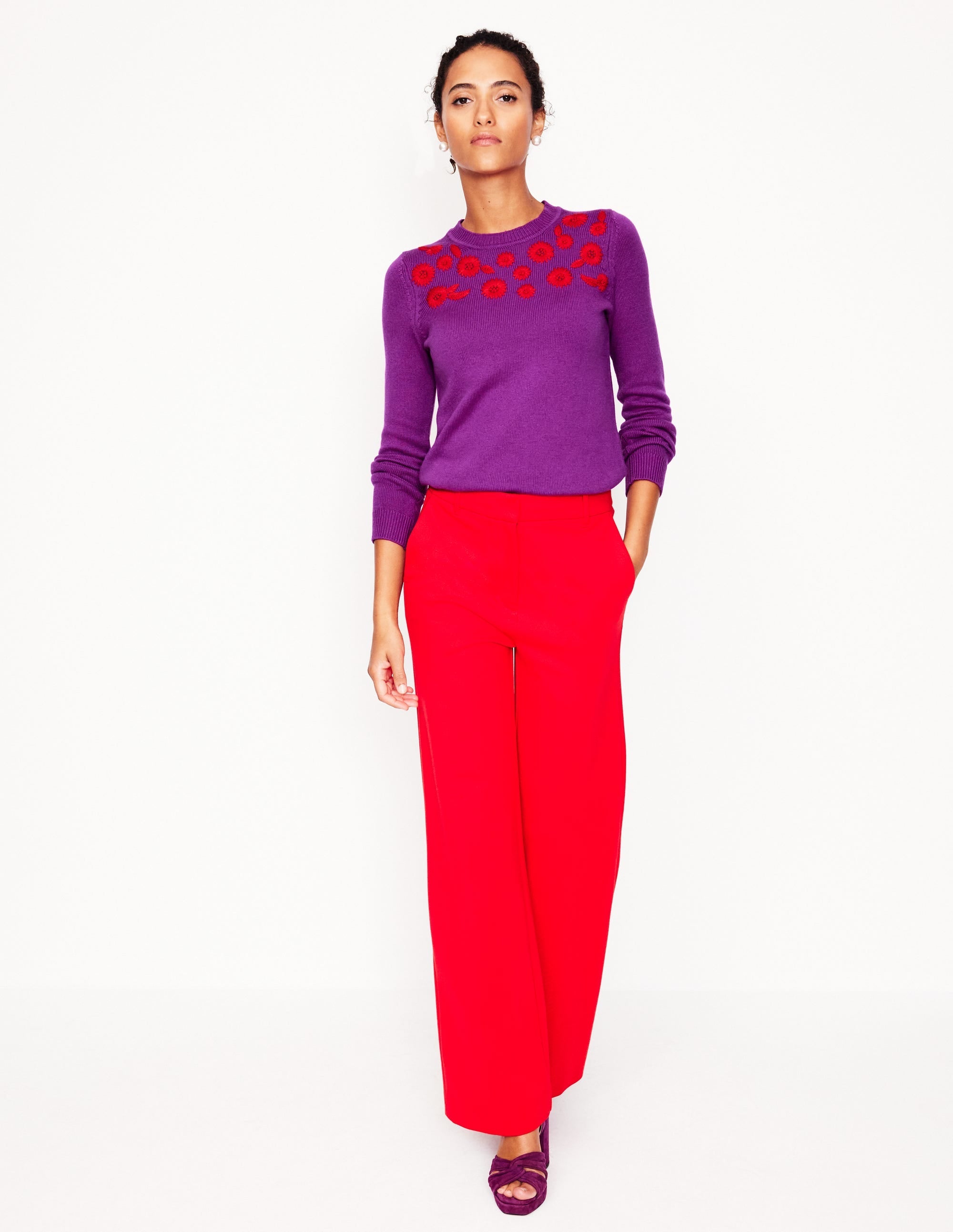 Embroidered Floral Jumper-Regal Purple - Image 4
