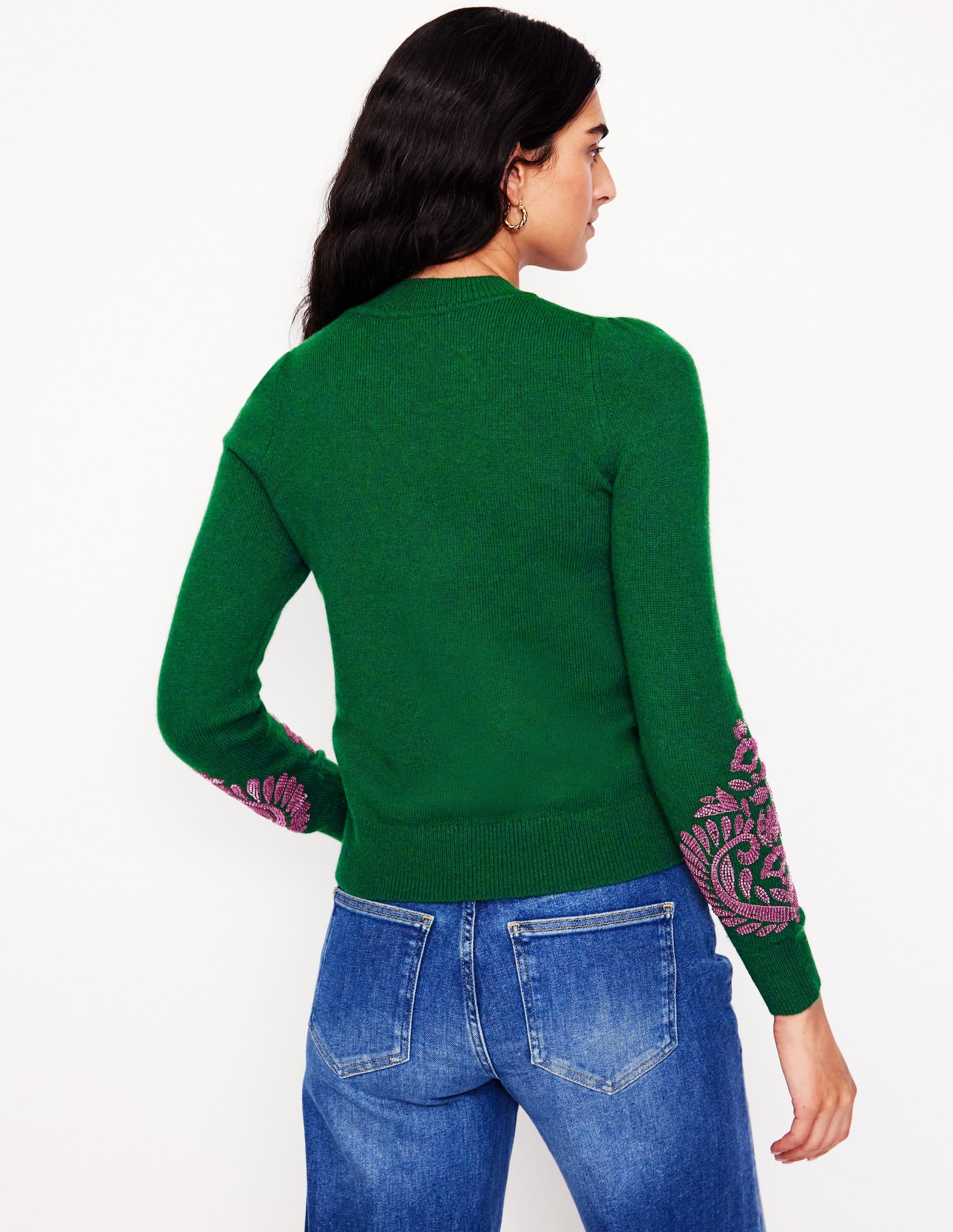 Fenella Embellished Jumper-Pine Green - Image 3