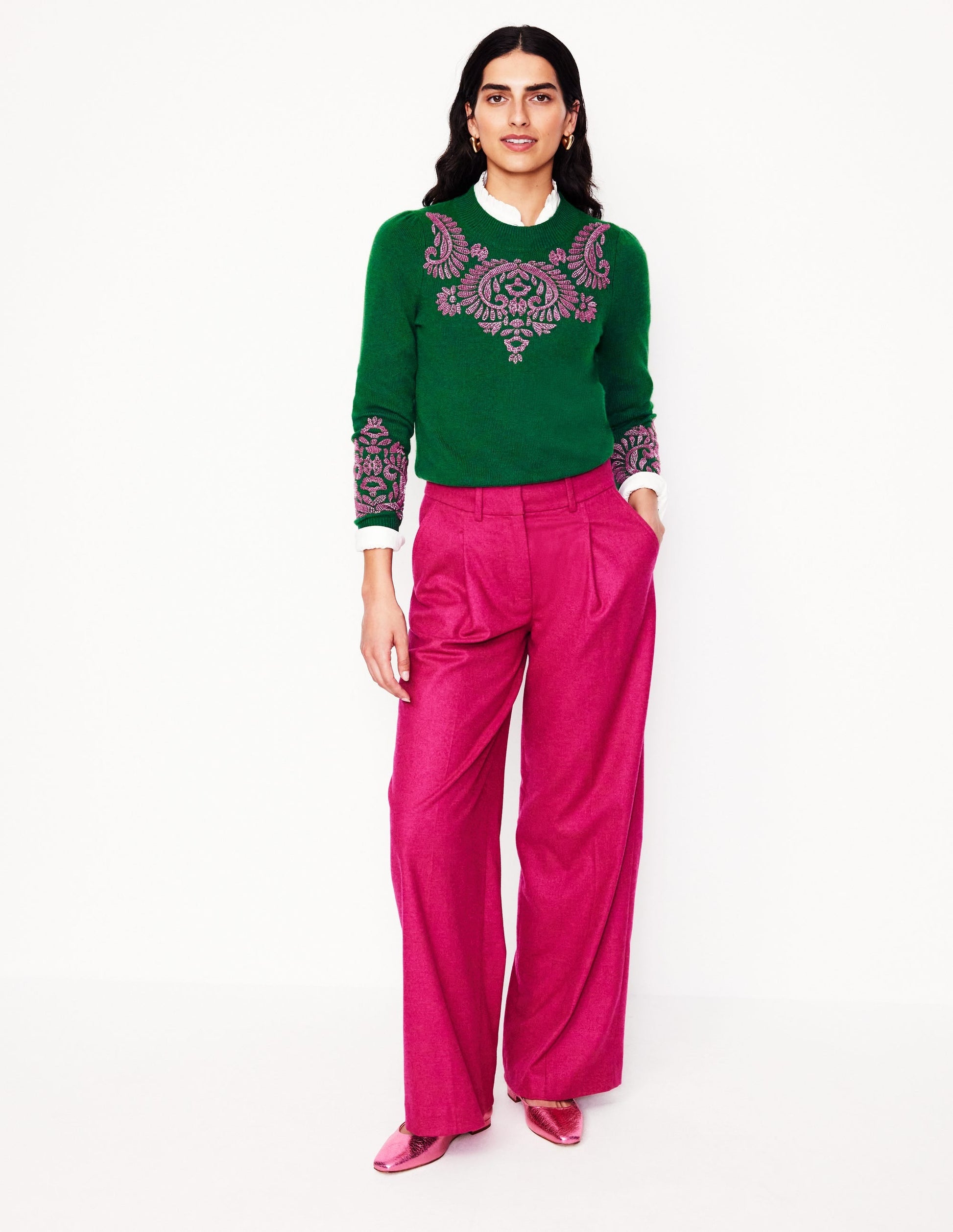 Fenella Embellished Jumper-Pine Green-5