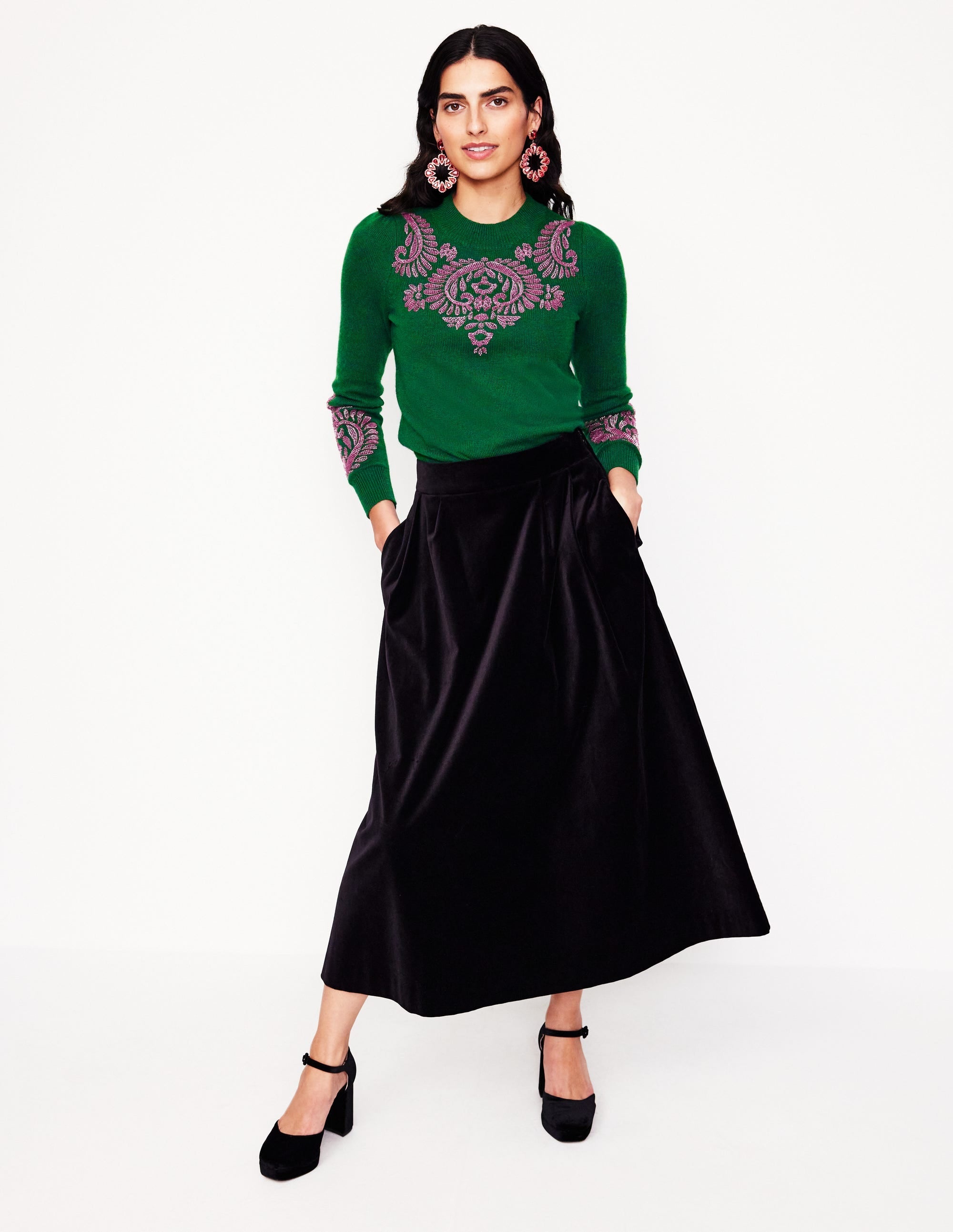 Fenella Embellished Jumper-Pine Green - Image 6