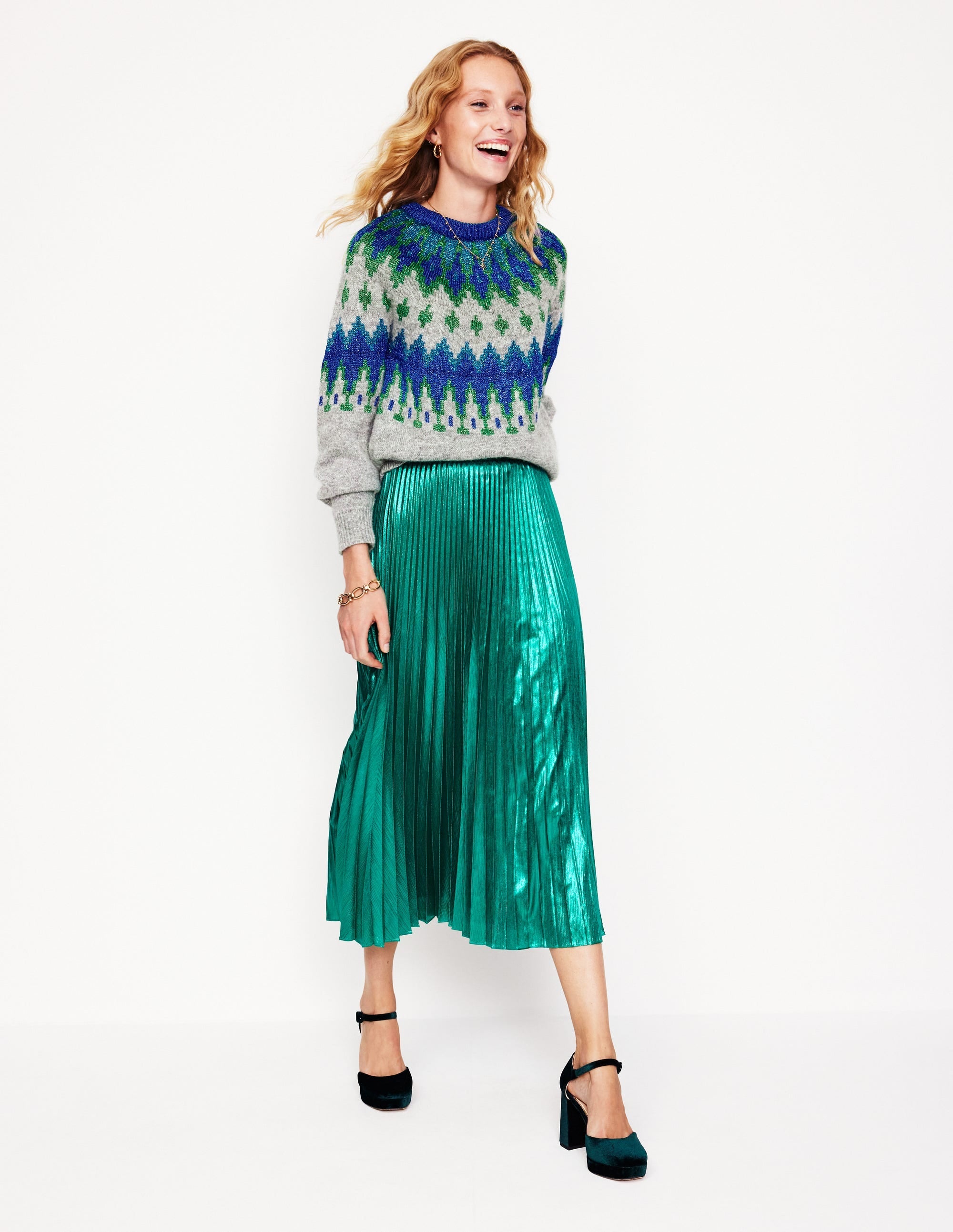 Kat Sparkle Fair Isle Jumper-Grey Melange - Image 4