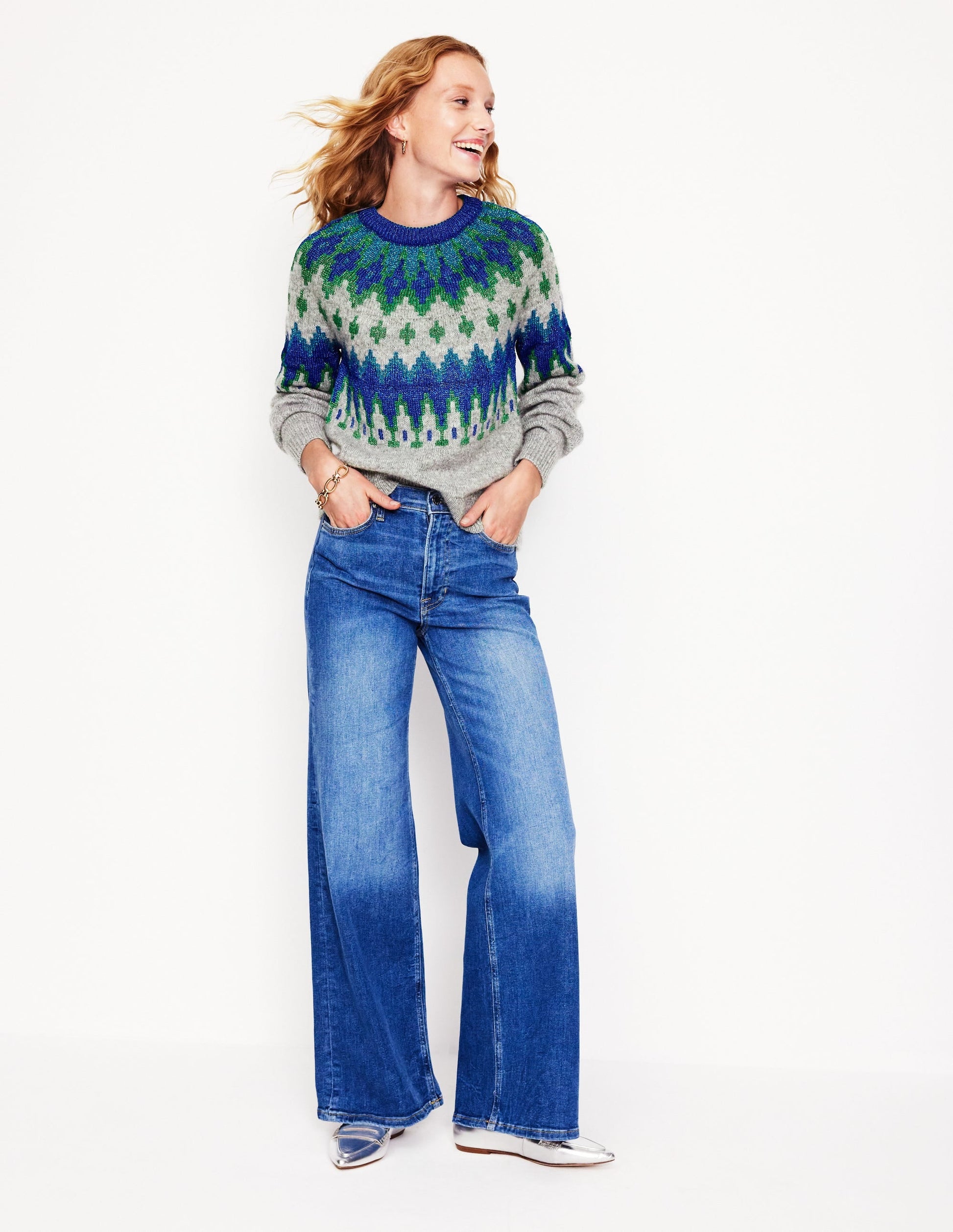 Kat Sparkle Fair Isle Jumper-Grey Melange-5