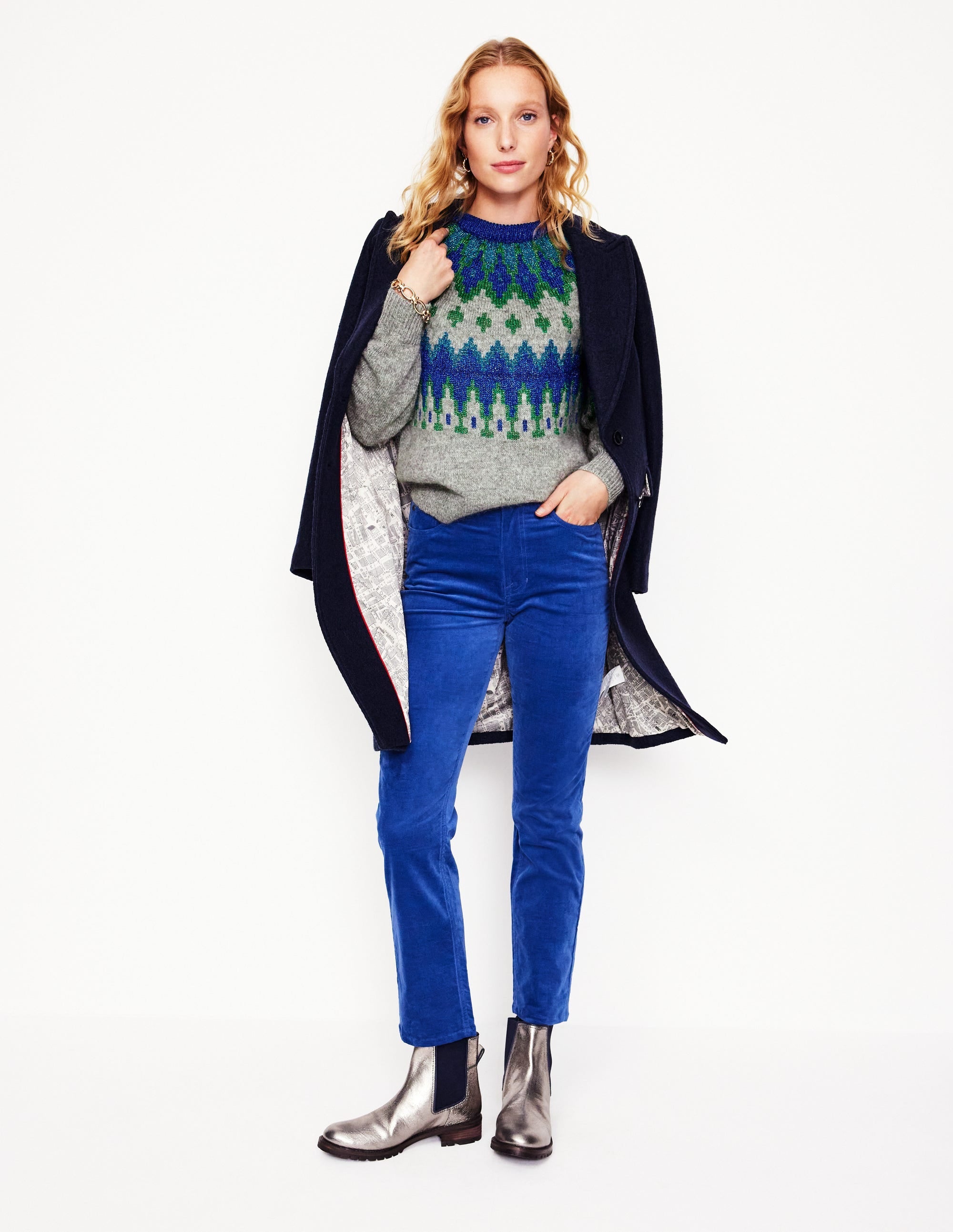 Kat Sparkle Fair Isle Jumper-Grey Melange - Image 6