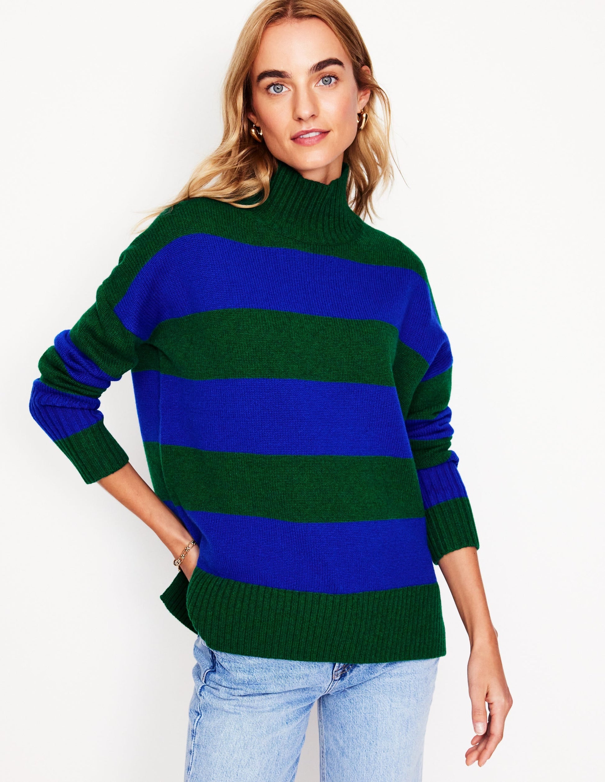 Jessica Oversized Jumper-Bavaria Green, Monarch Blue-1