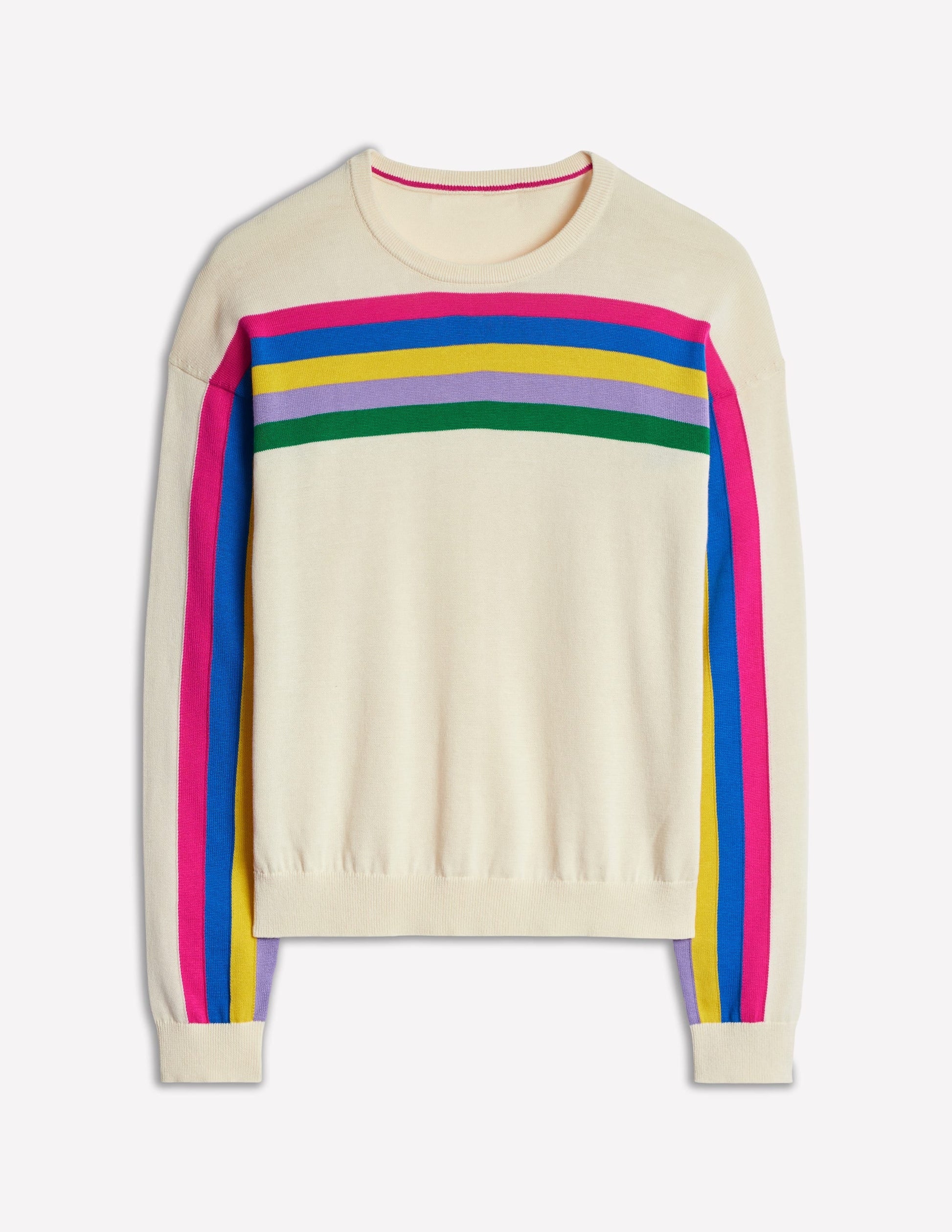 Lara Relaxed Cotton Jumper-Rainbow Curve Knit-5