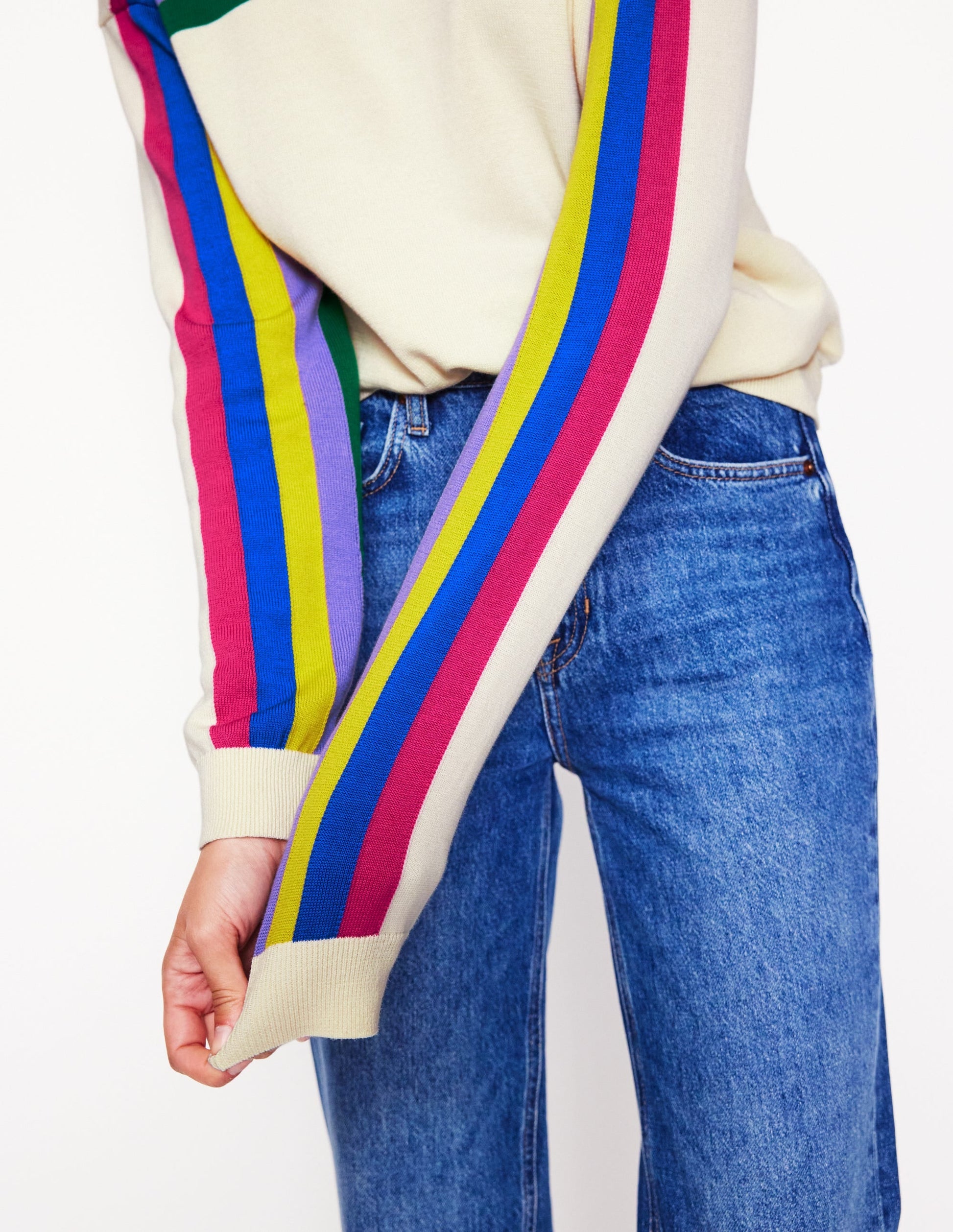 Lara Relaxed Cotton Jumper-Rainbow Curve Knit-2