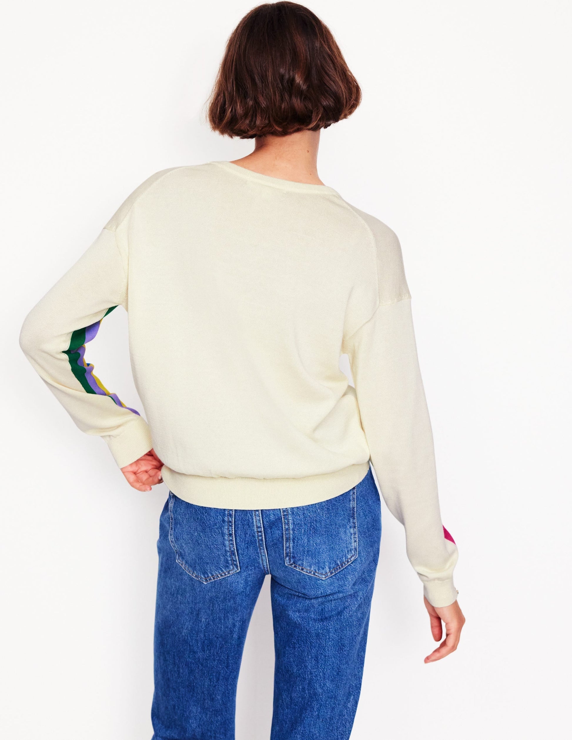 Lara Relaxed Cotton Jumper-Rainbow Curve Knit-3