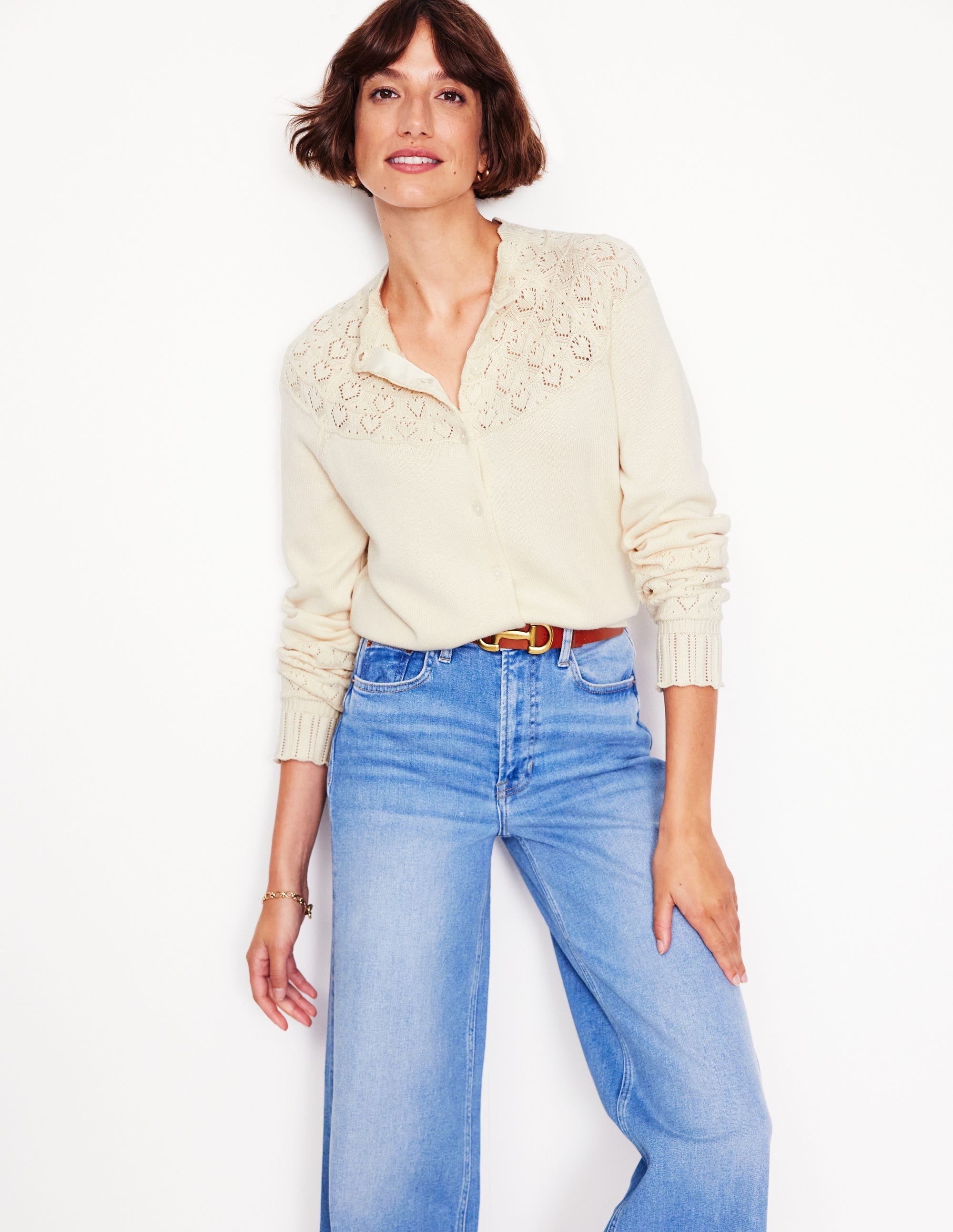 Pretty Raglan Cardigan-Warm Ivory - Image 1