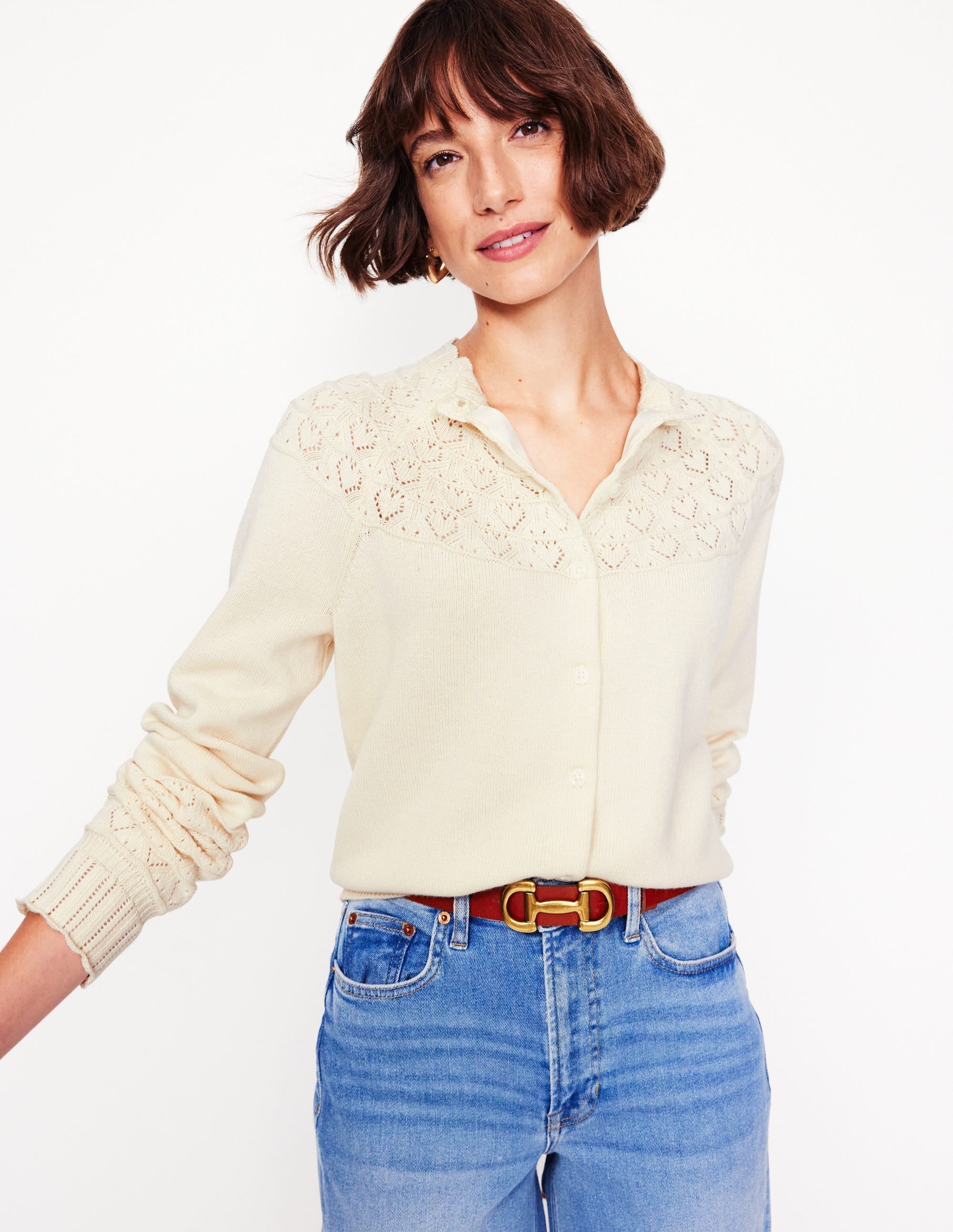 Pretty Raglan Cardigan-Warm Ivory - Image 4