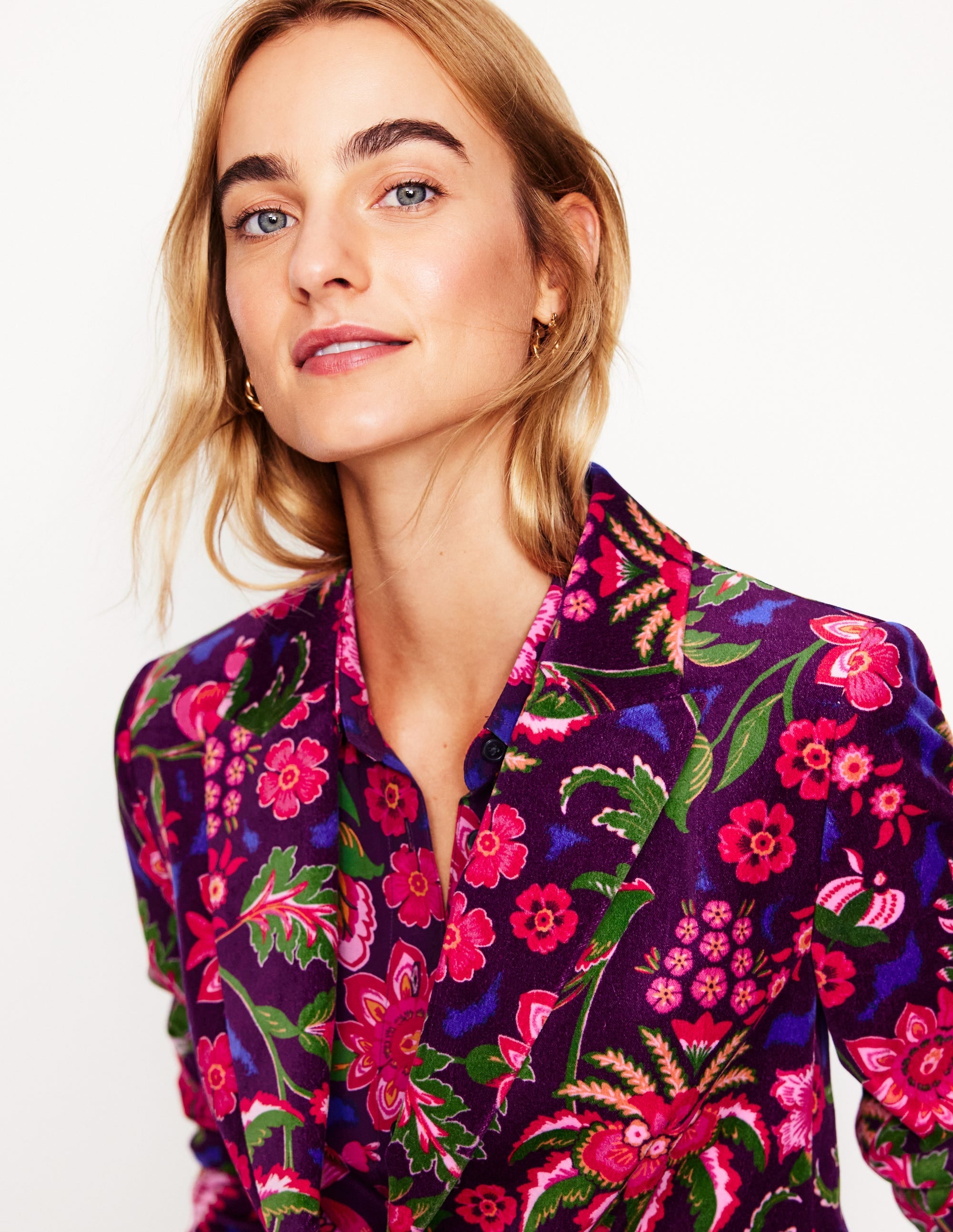 Marylebone Velvet Blazer-Blossom Flourish - Image 1