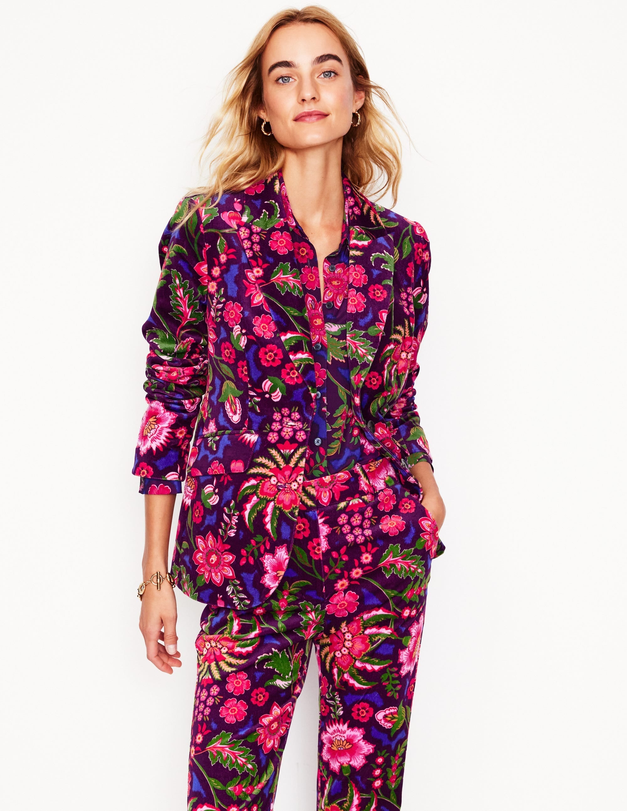 Marylebone Velvet Blazer-Blossom Flourish - Image 2