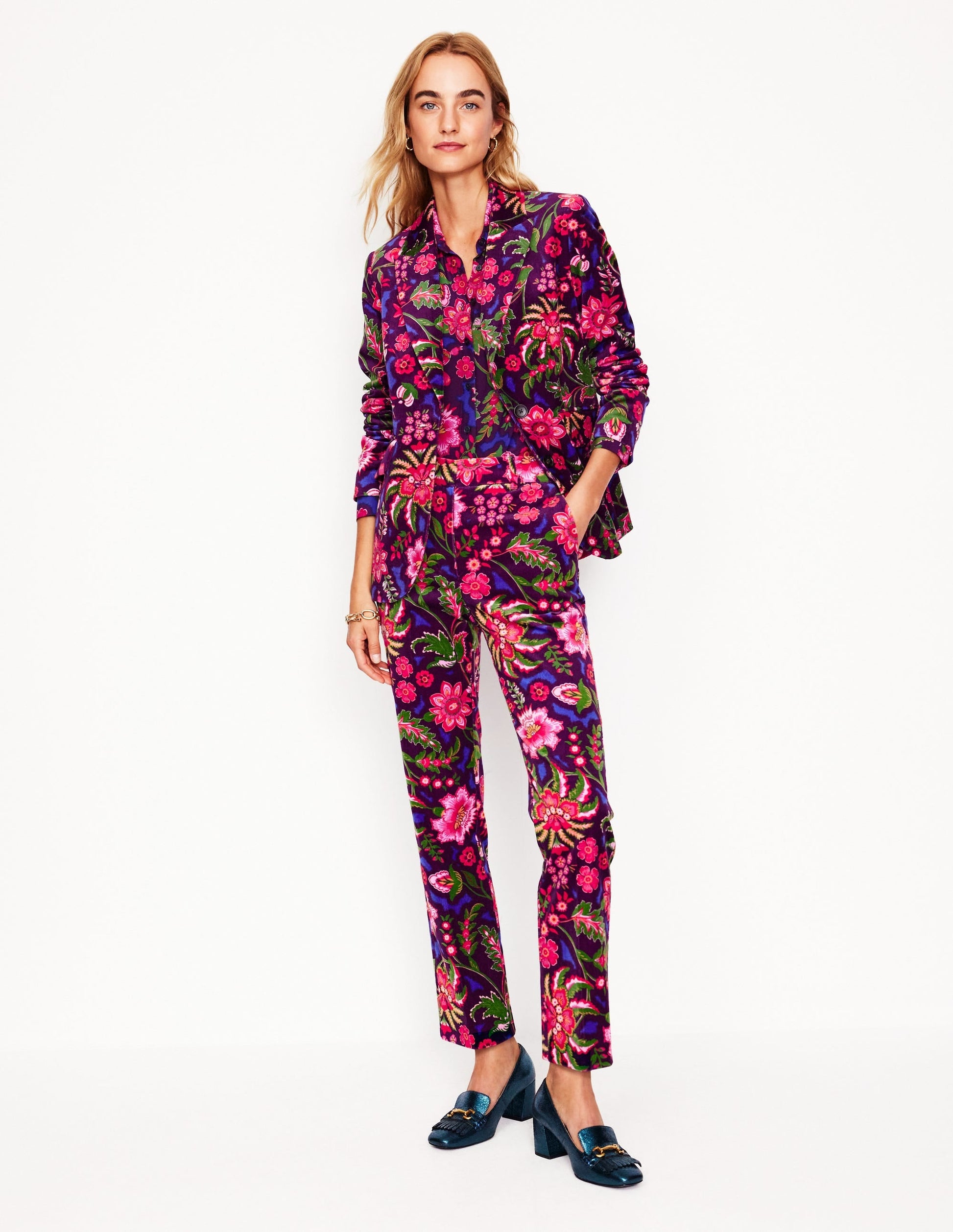 Marylebone Velvet Blazer-Blossom Flourish-4