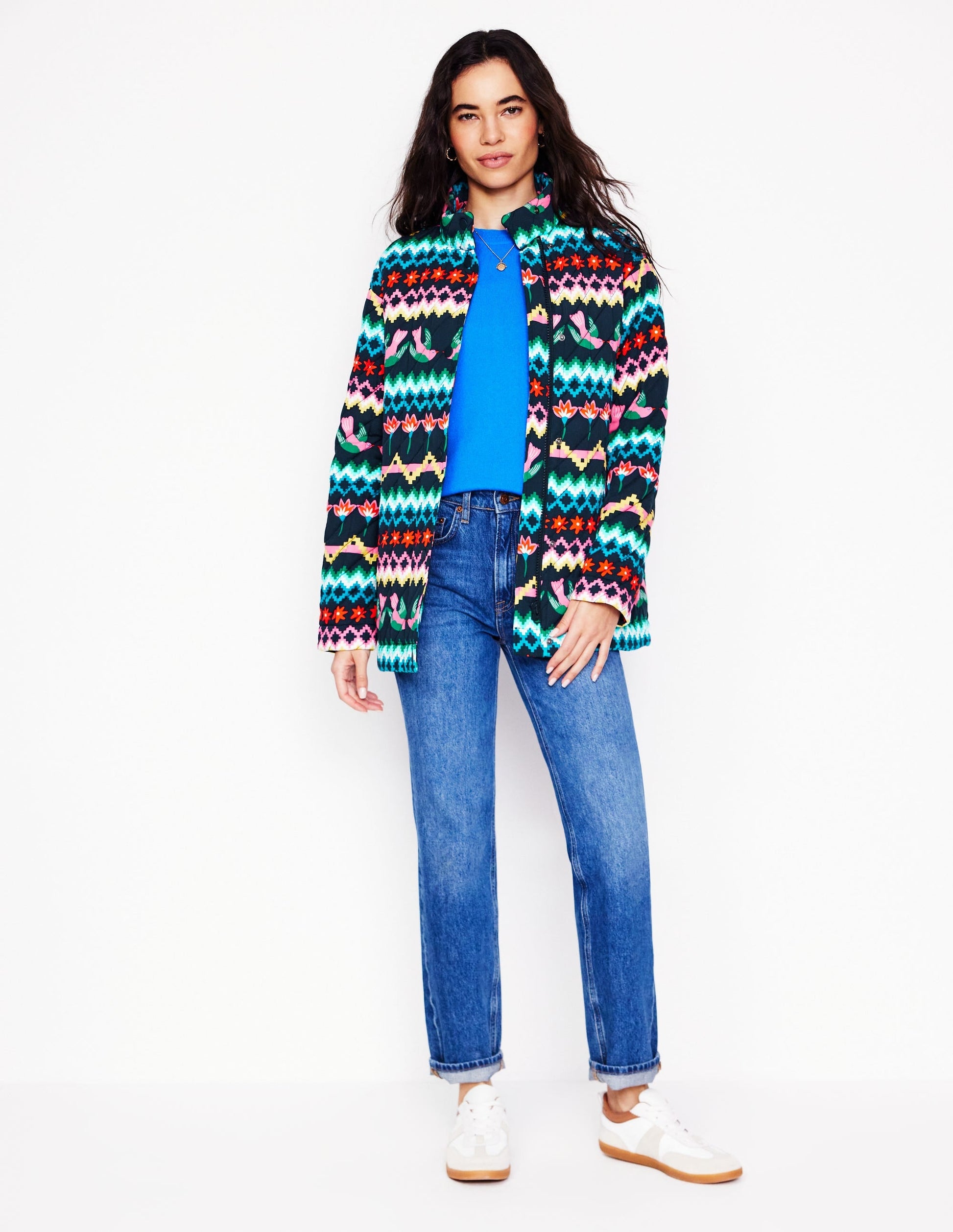 Oversized Quilted Jacket-French Navy, Decorative Garden-4