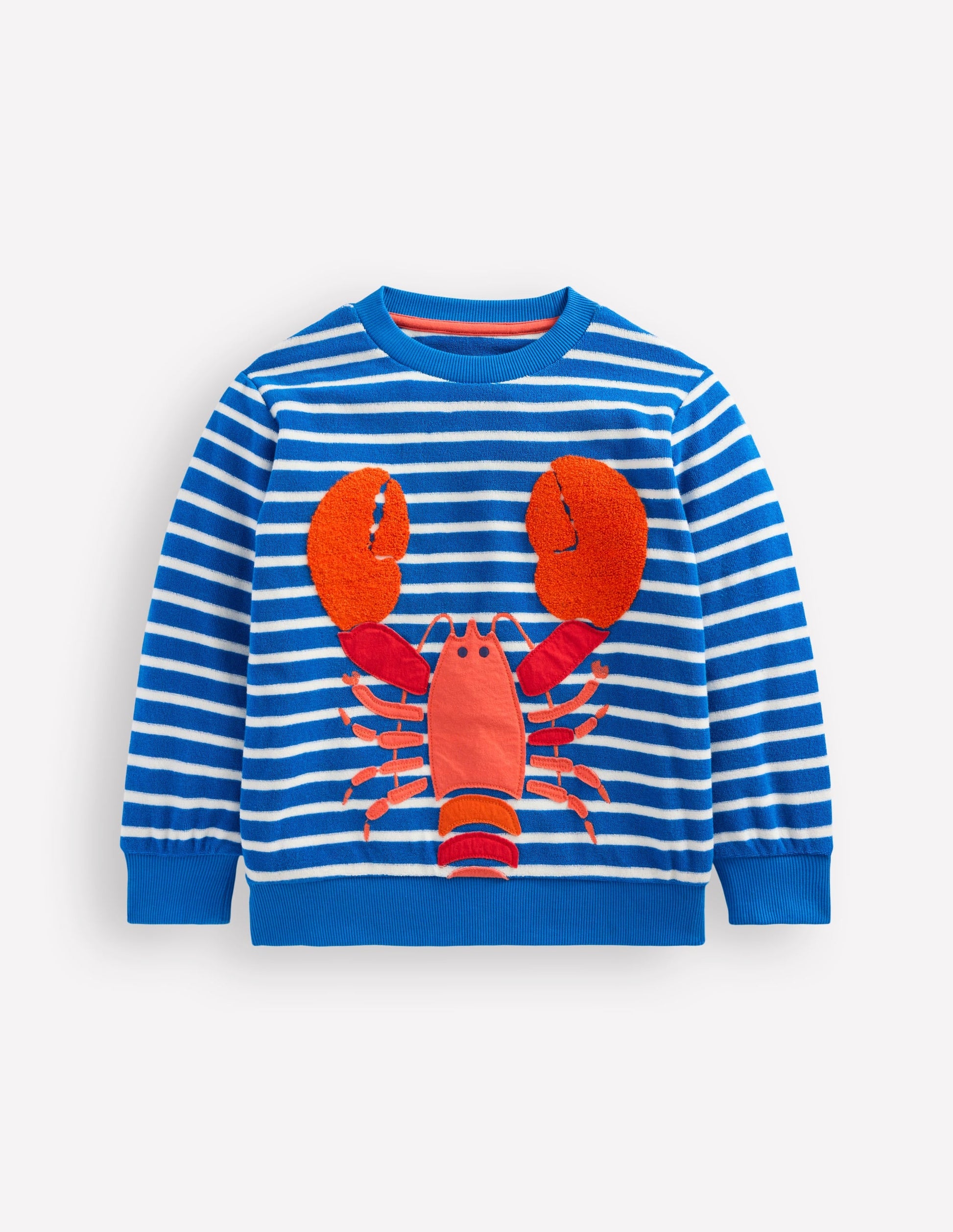 Fun Towelling Sweatshirt-Blue and Ivory Lobster-1