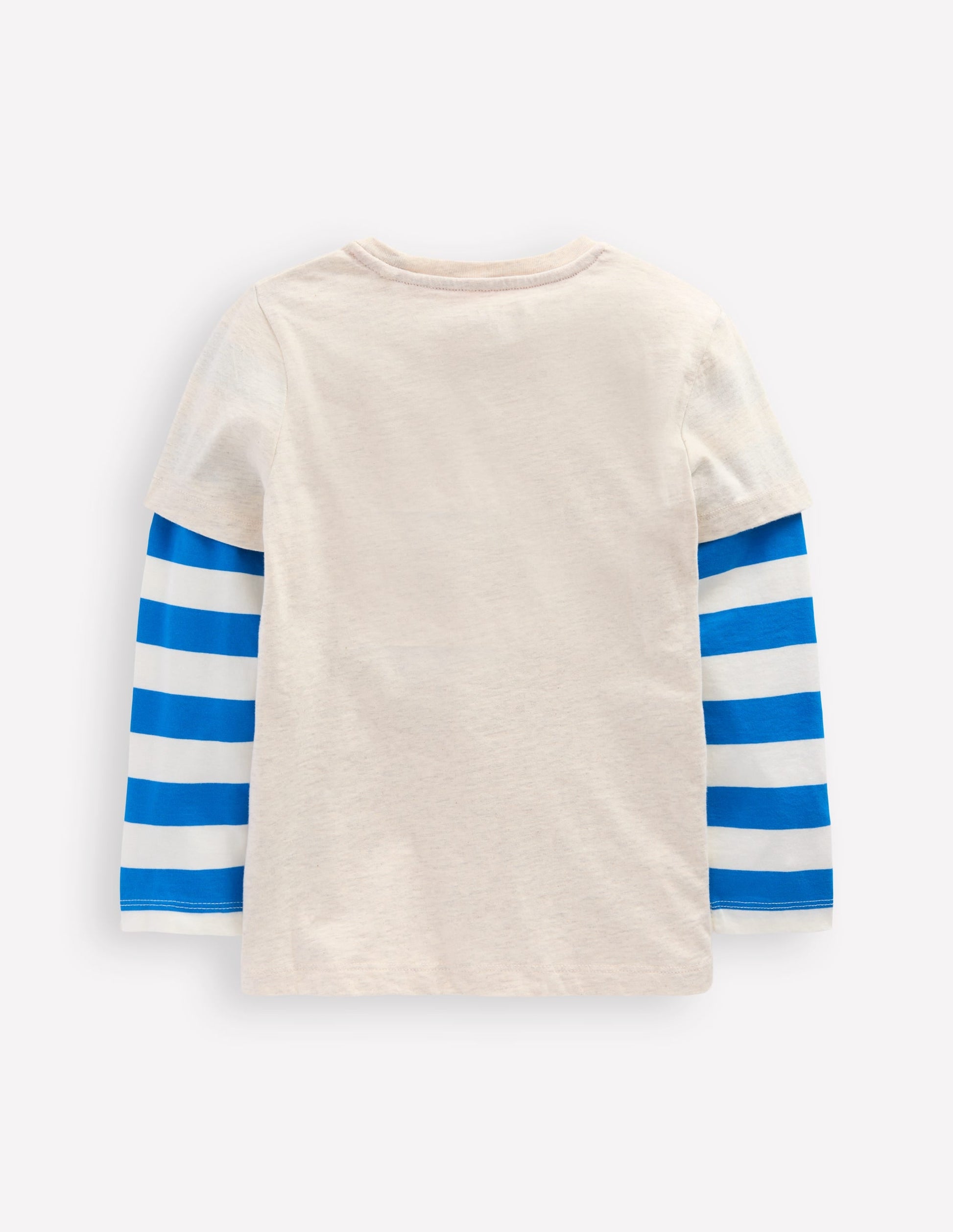 Applique Mock Sleeve T-Shirt-Oatmeal Marl Chicken-2
