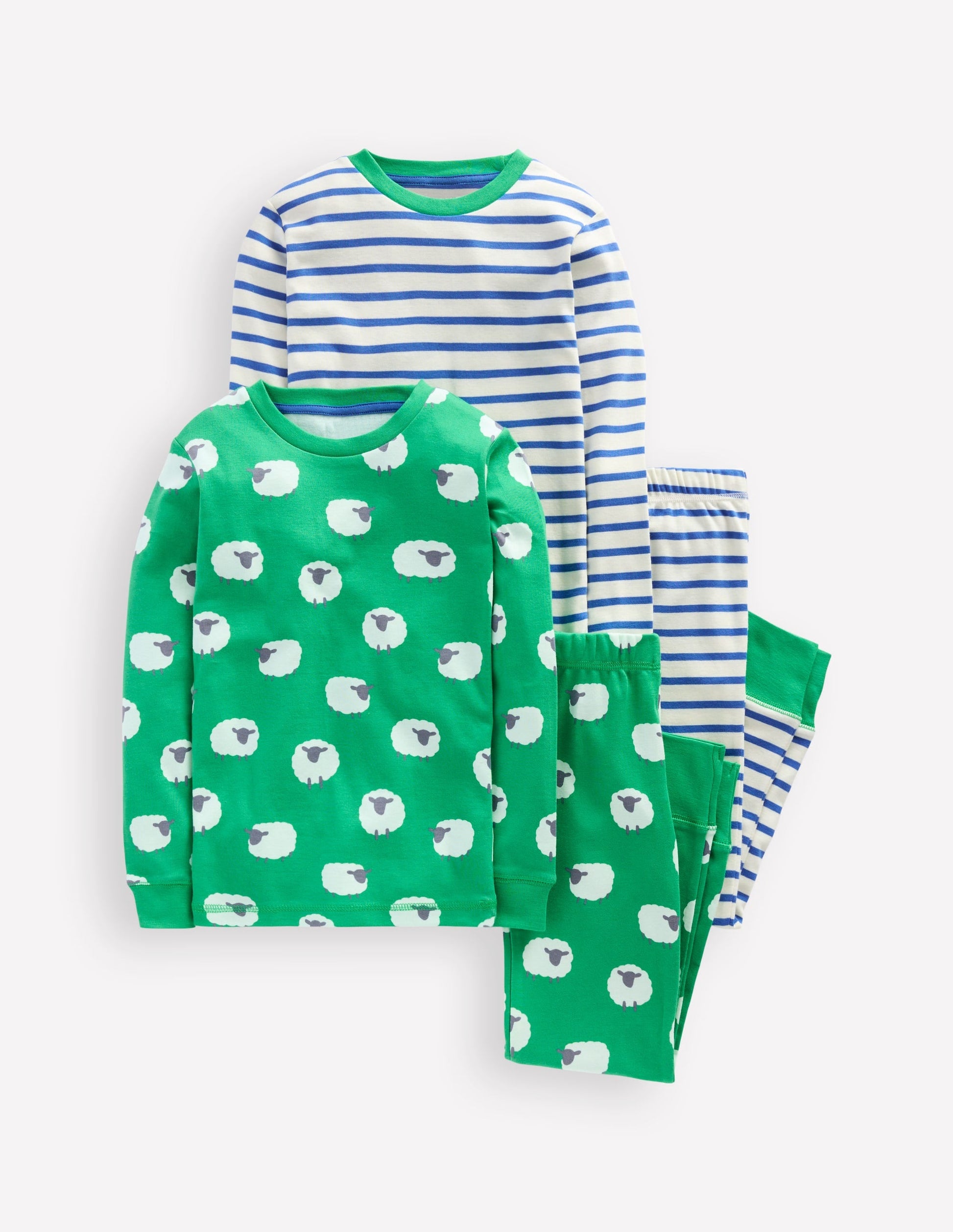 Snug Twin Pack Pyjamas-Trinity Green Sheep-1