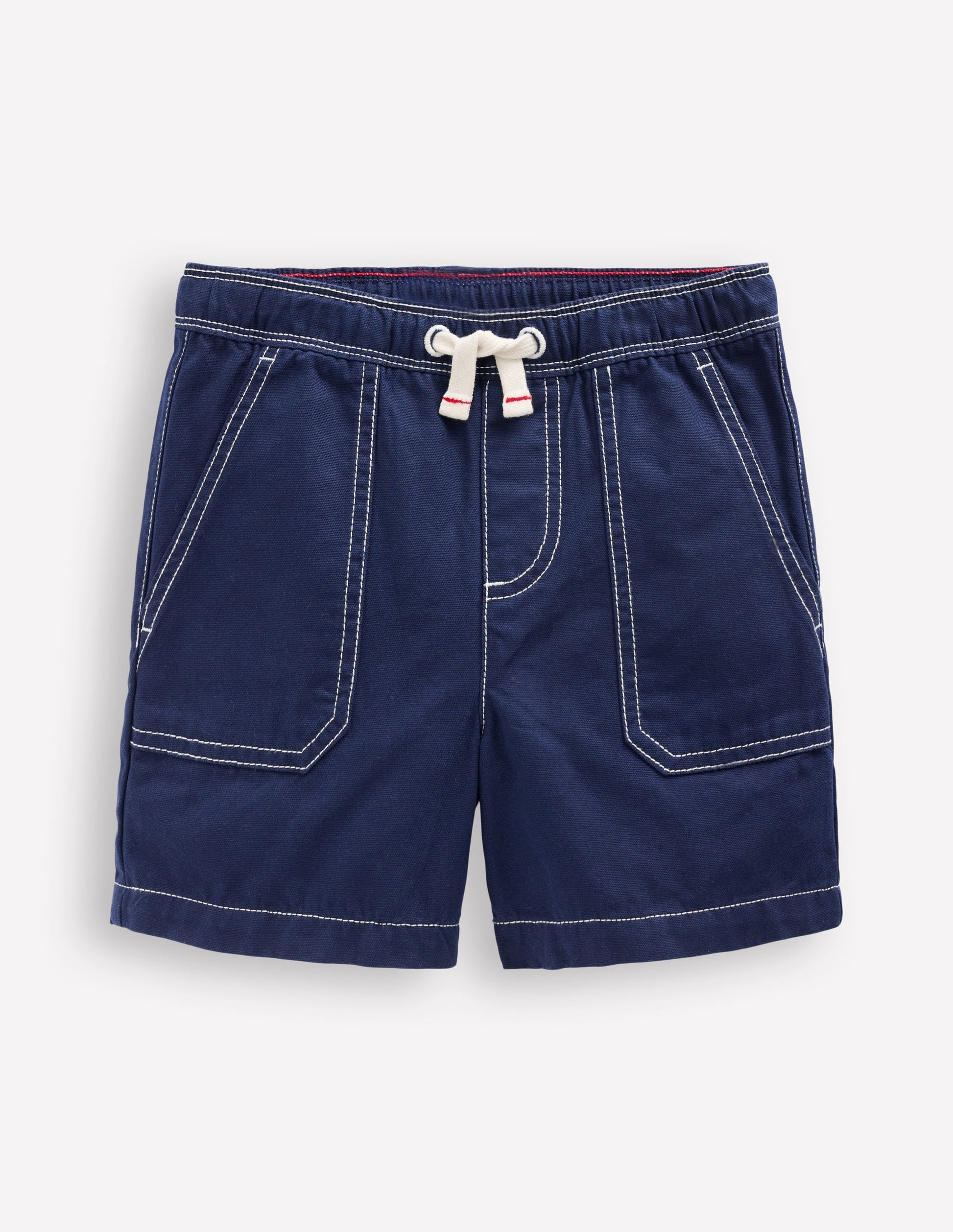 Pull-On Cotton Shorts-Navy-1