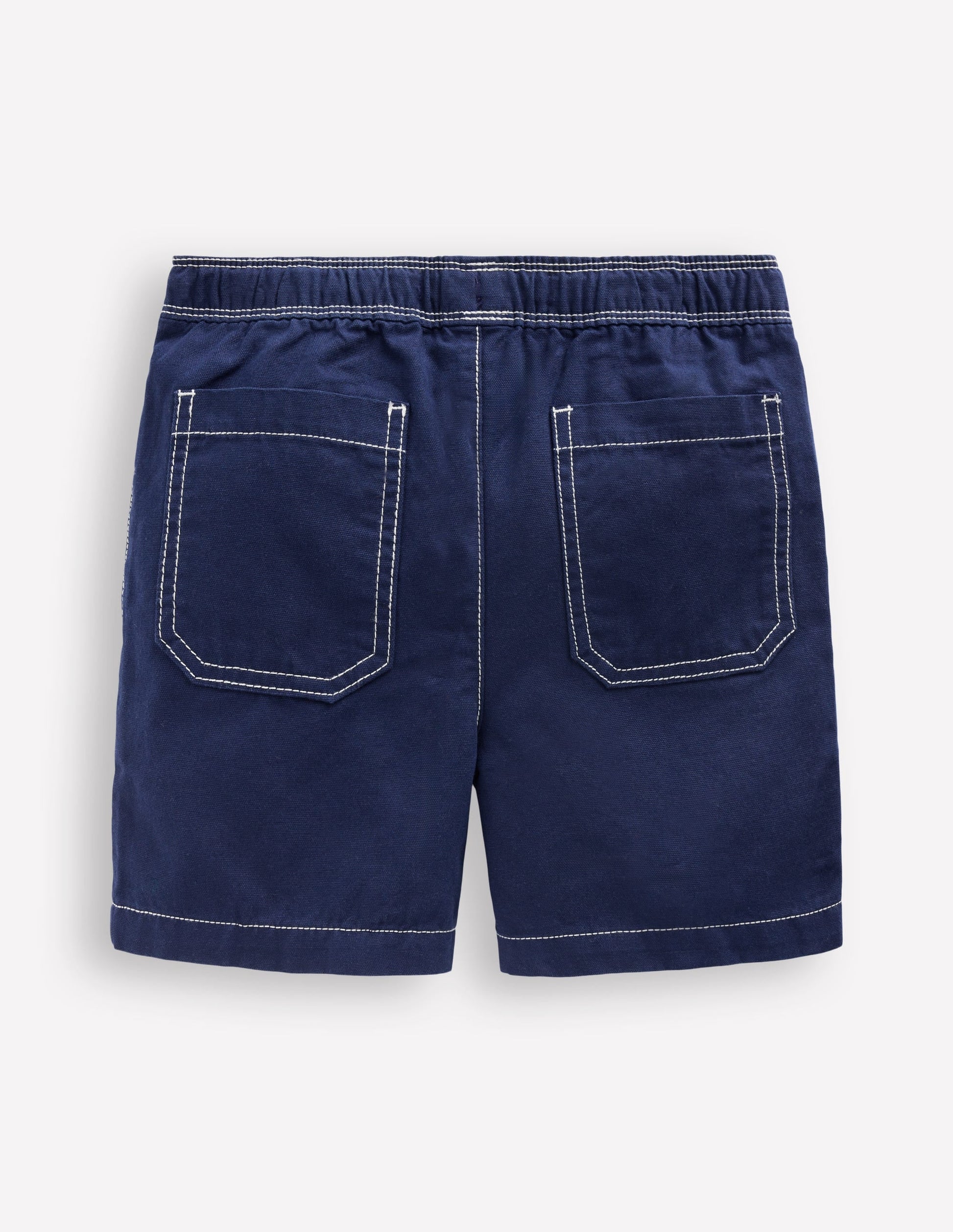 Pull-On Cotton Shorts-Navy-2