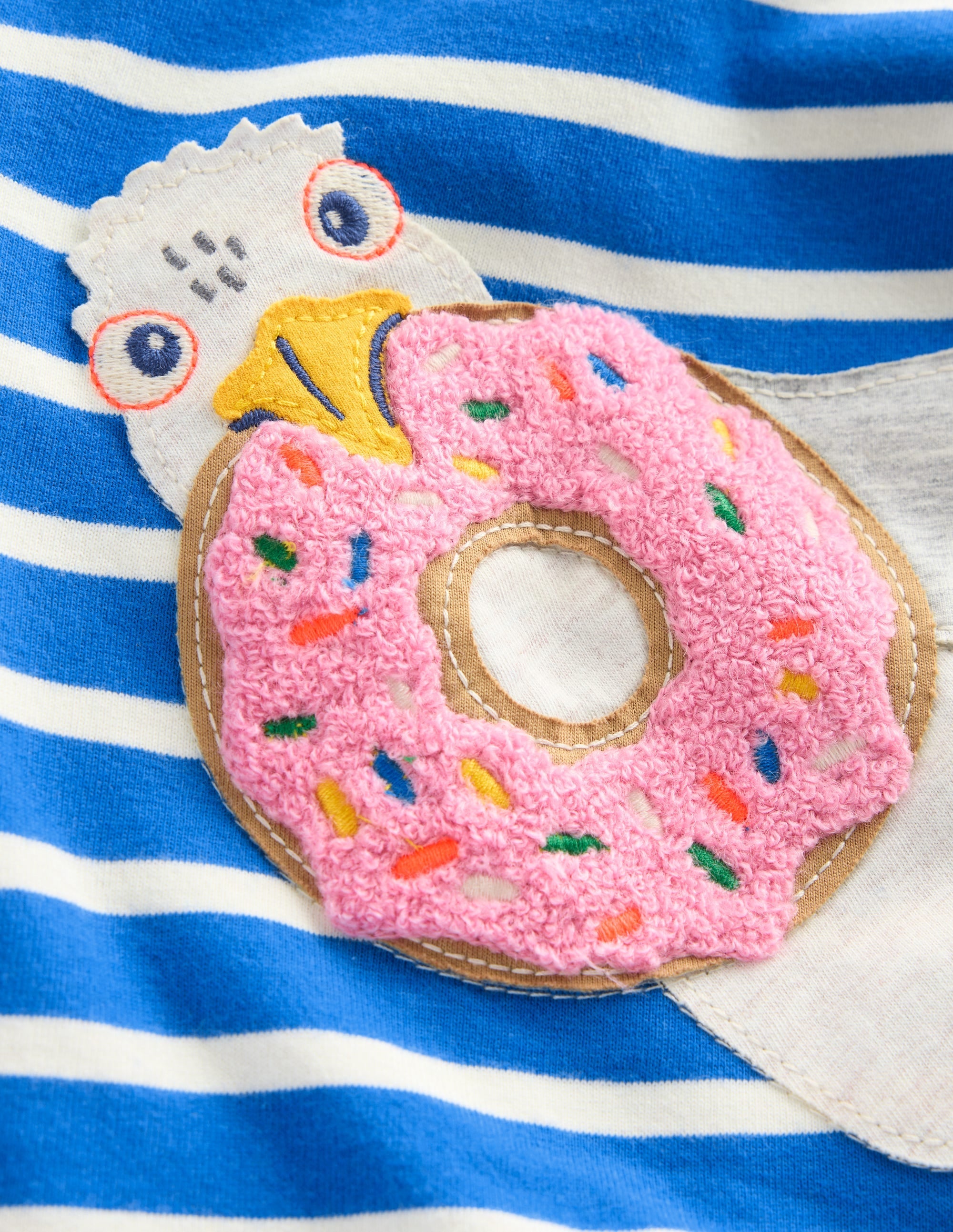 Short Sleeve Appliqué T-shirt-Gallery Blue Stripe Seagulls - Image 4