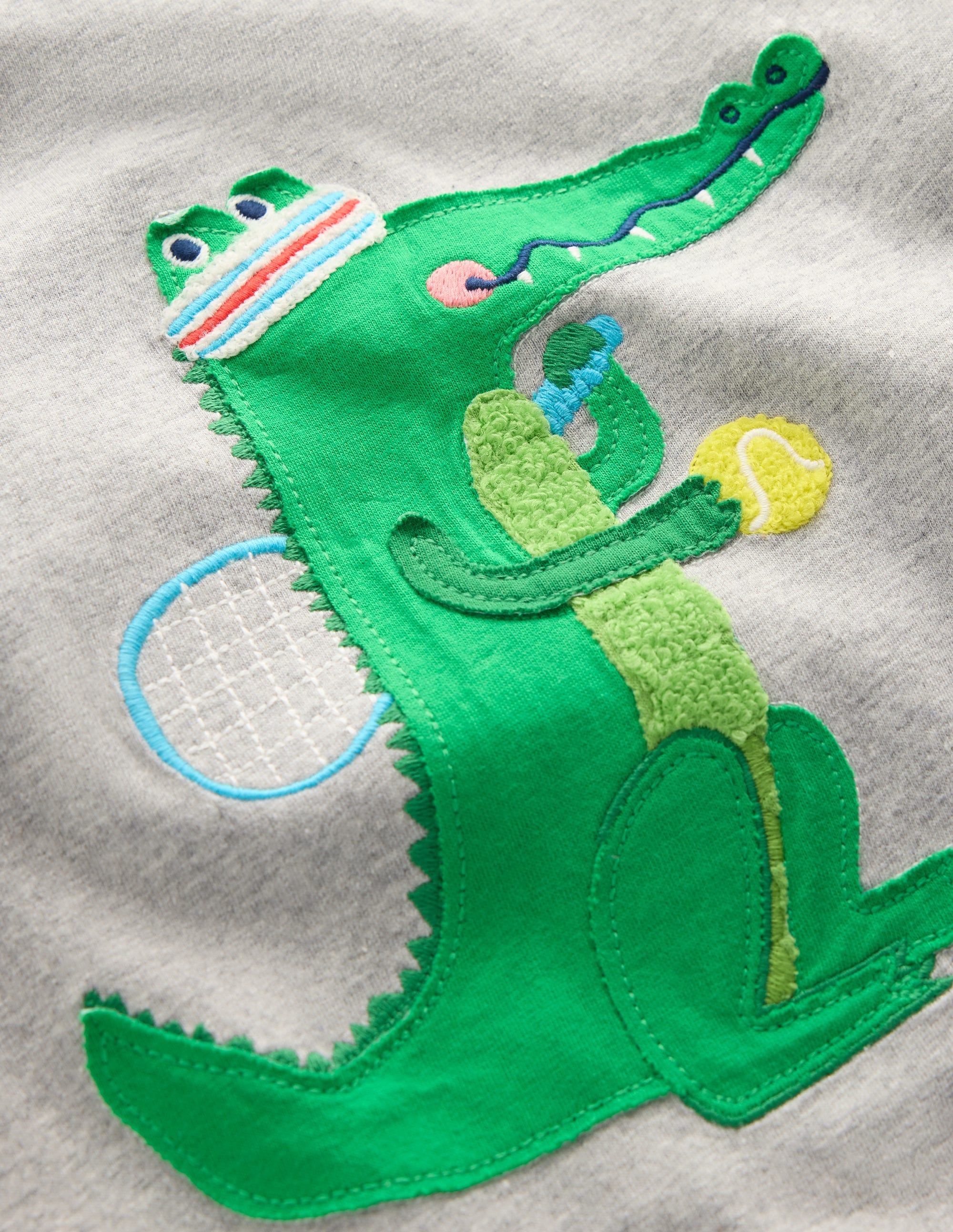 Short Sleeve Appliqué T-shirt-Grey Marl Crocodile - Image 3