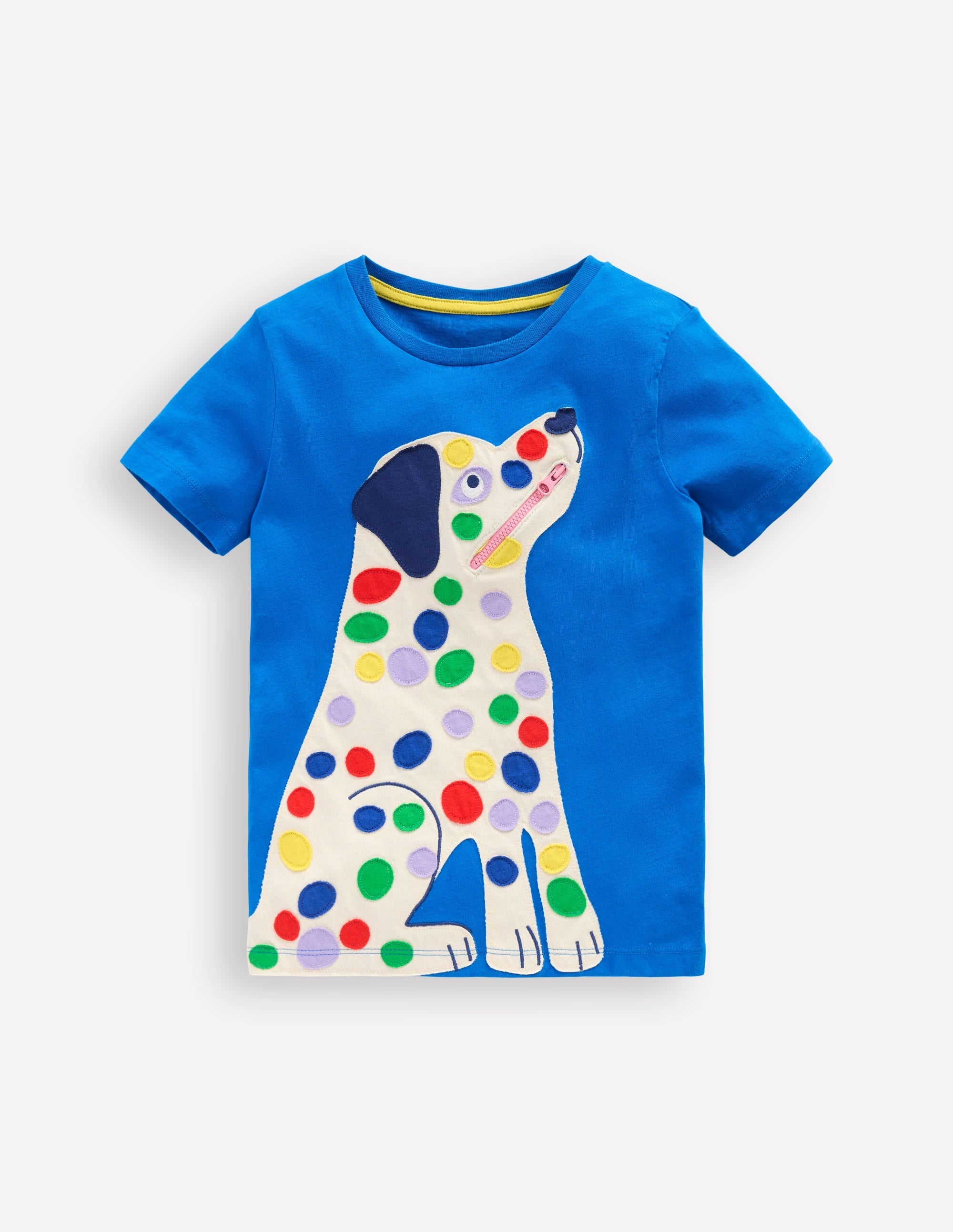 Zipper Applique T-Shirt-Kingfisher Blue Dog - Image 1