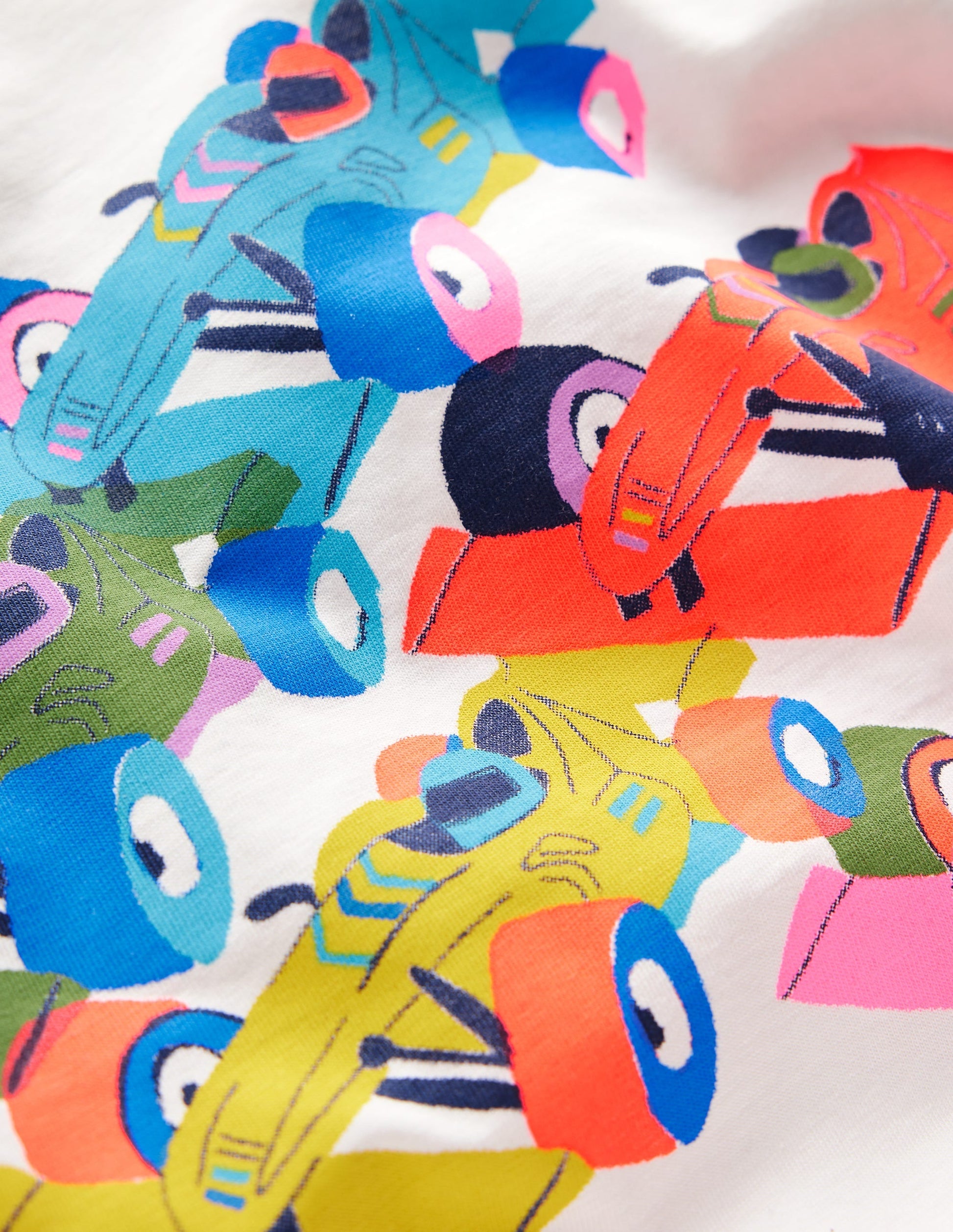 Short Sleeve Riso T-Shirt-Soft Ivory Race Cars-3