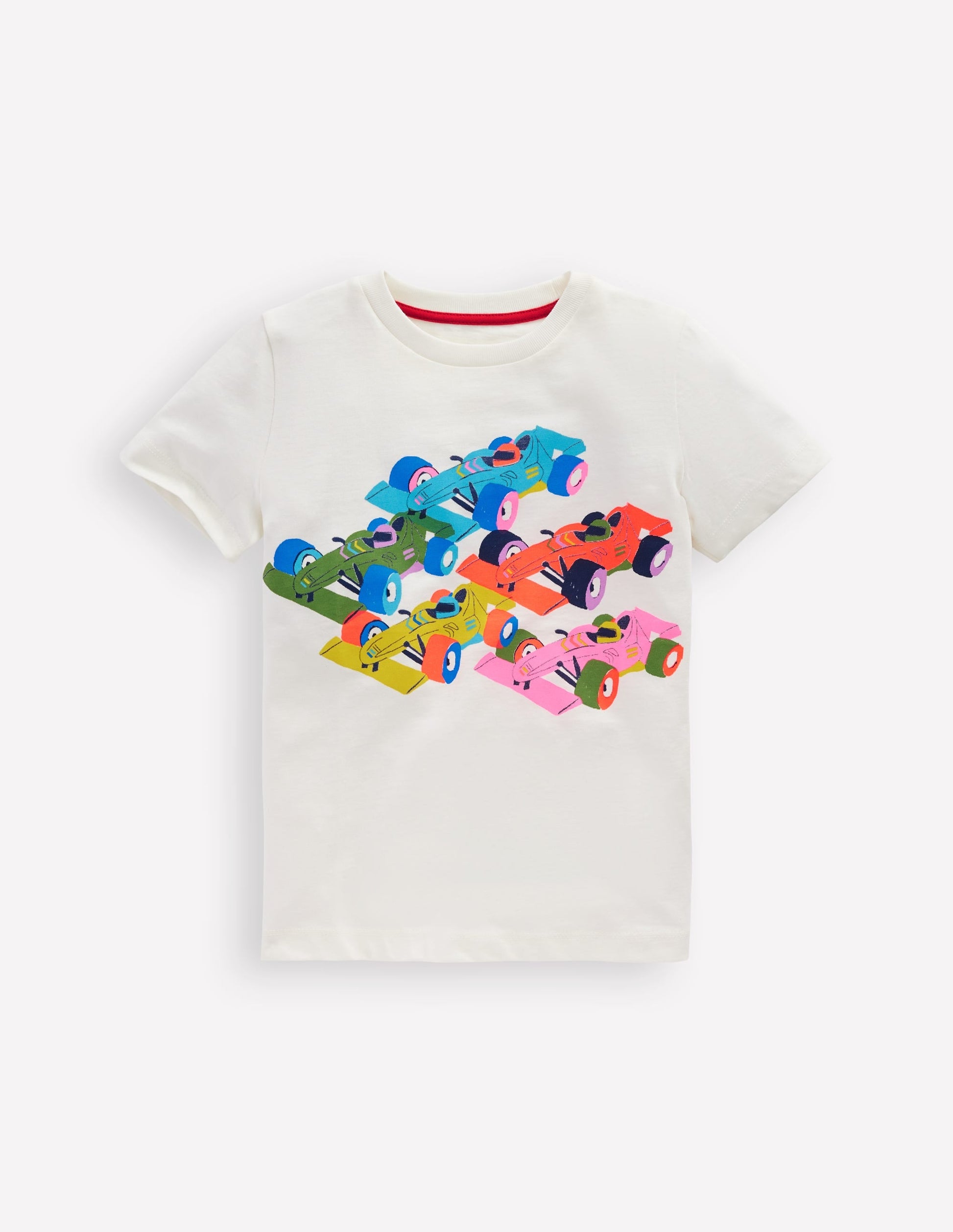 Short Sleeve Riso T-Shirt-Soft Ivory Race Cars-1