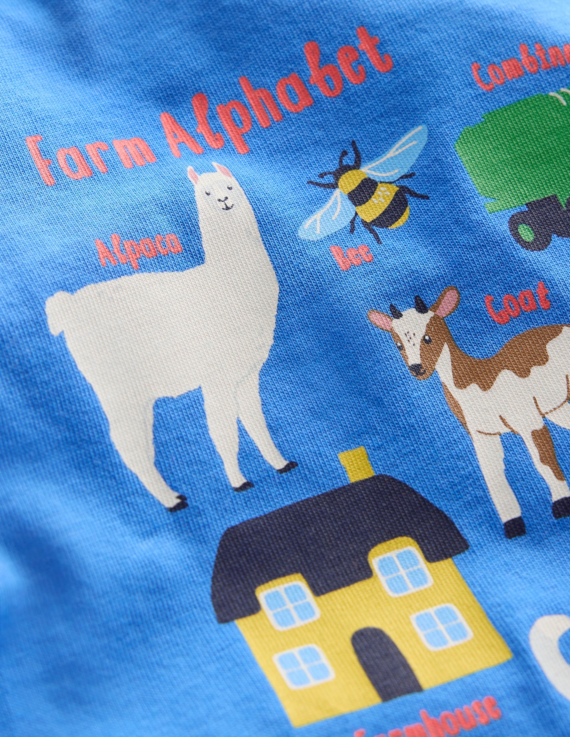 Short Sleeve Printed T-Shirt-Peacock Plume Blue Farm - Image 3