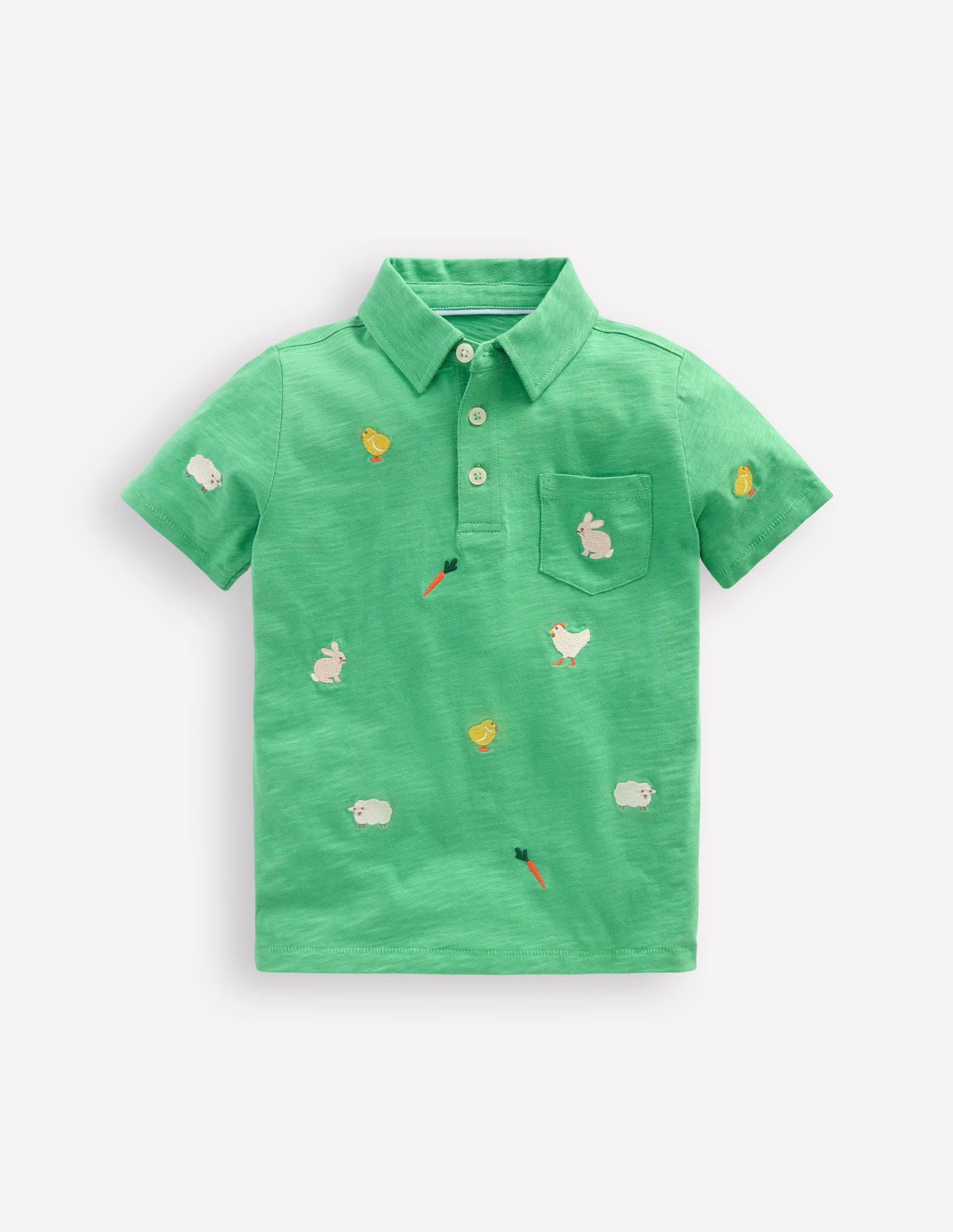 Embroidered Slub Polo Shirt-Easter Multi Embroidery-1