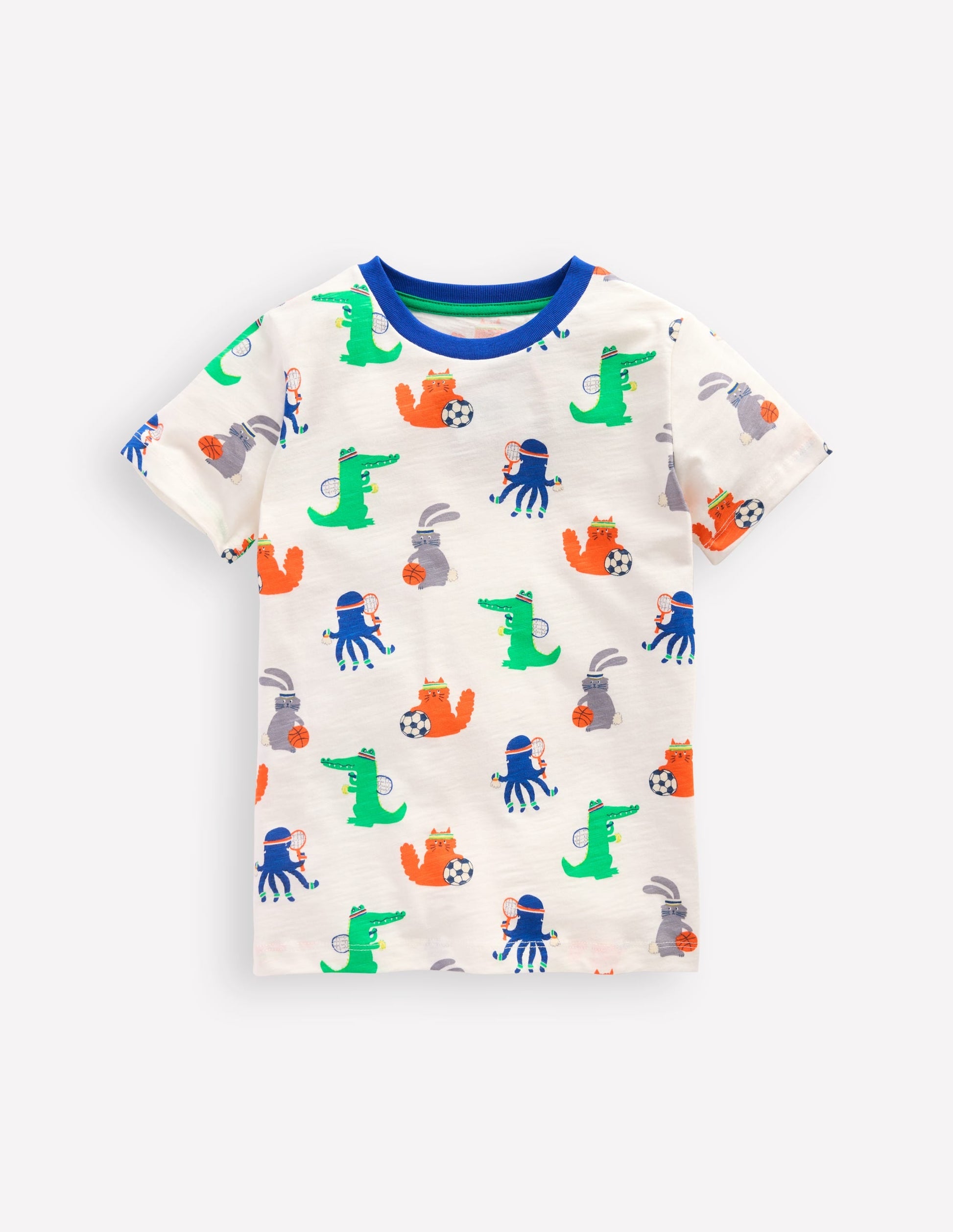 All-Over Printed T-Shirt-Soft Ivory Sporty Pets-1