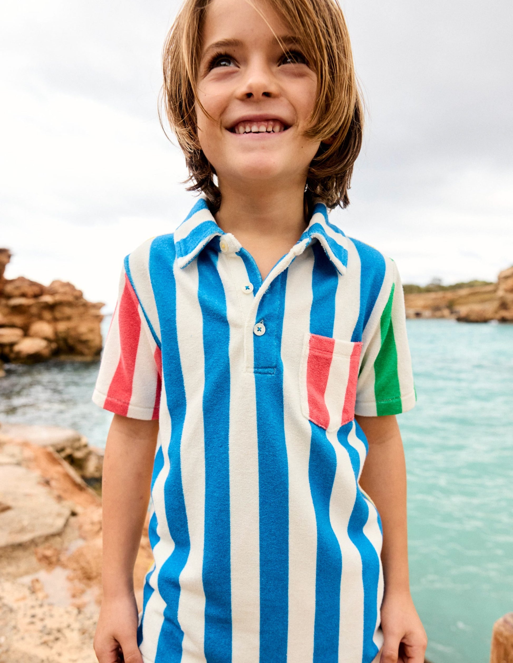 Towelling Polo Shirt-Hotchpotch Stripe-5