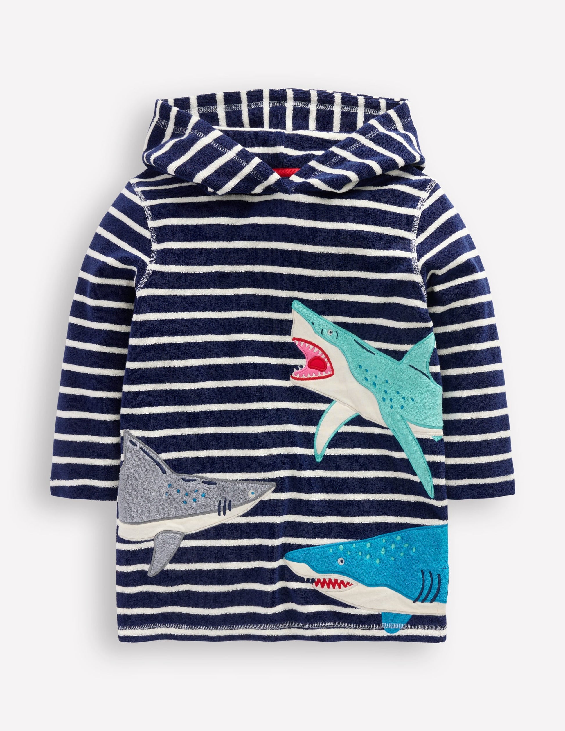 Appliqué Towelling Throw-on-College Navy Sharks-2